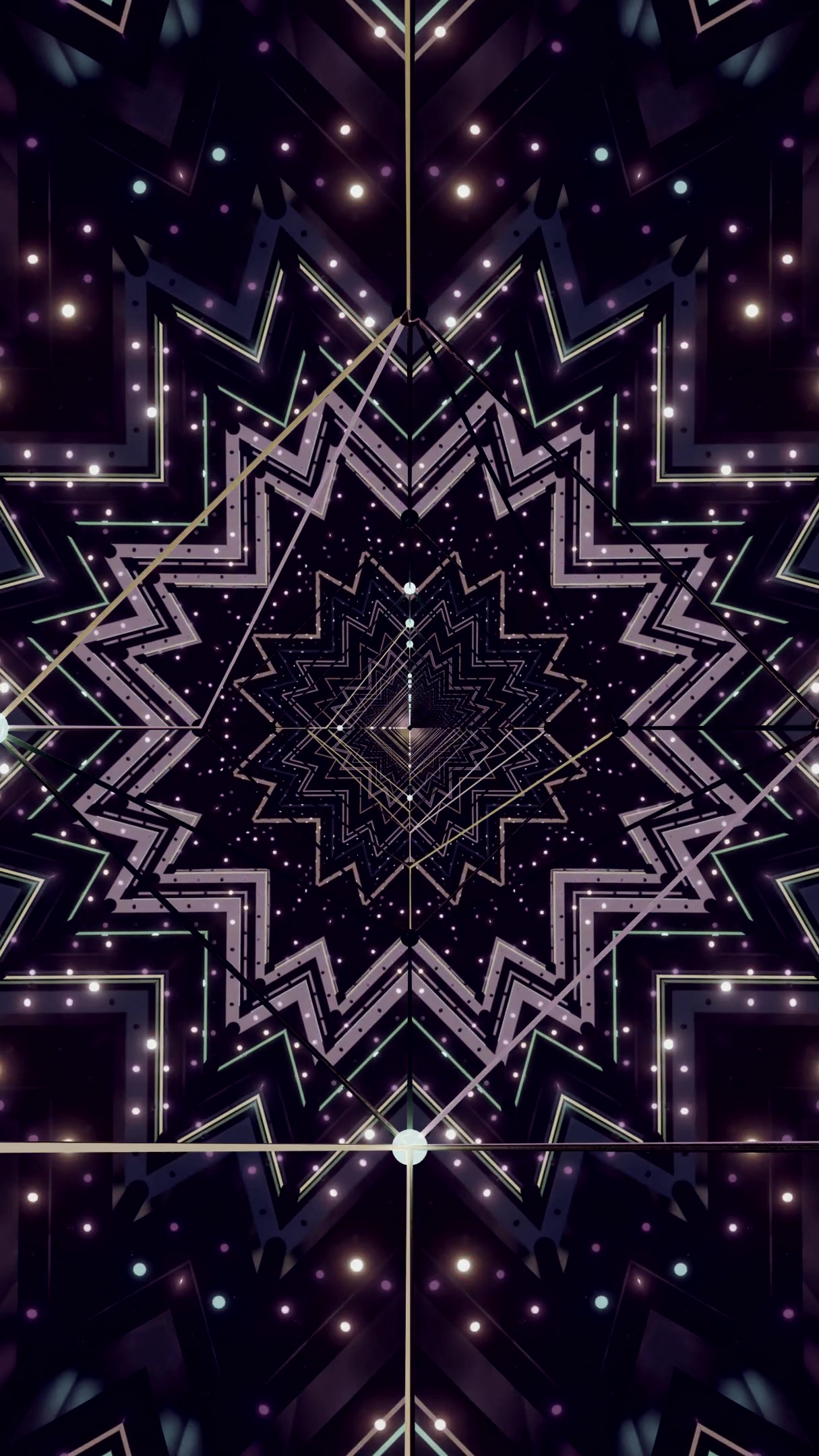 Dynamic tunnel video loop screensaver featuring geometric pattern
