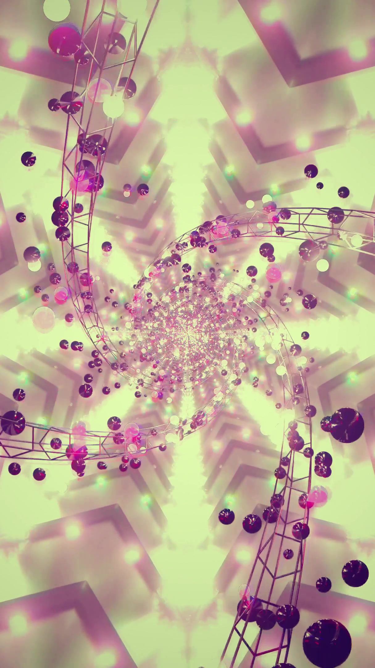 Colorful tunnel visual loop with swirling patterns and lights