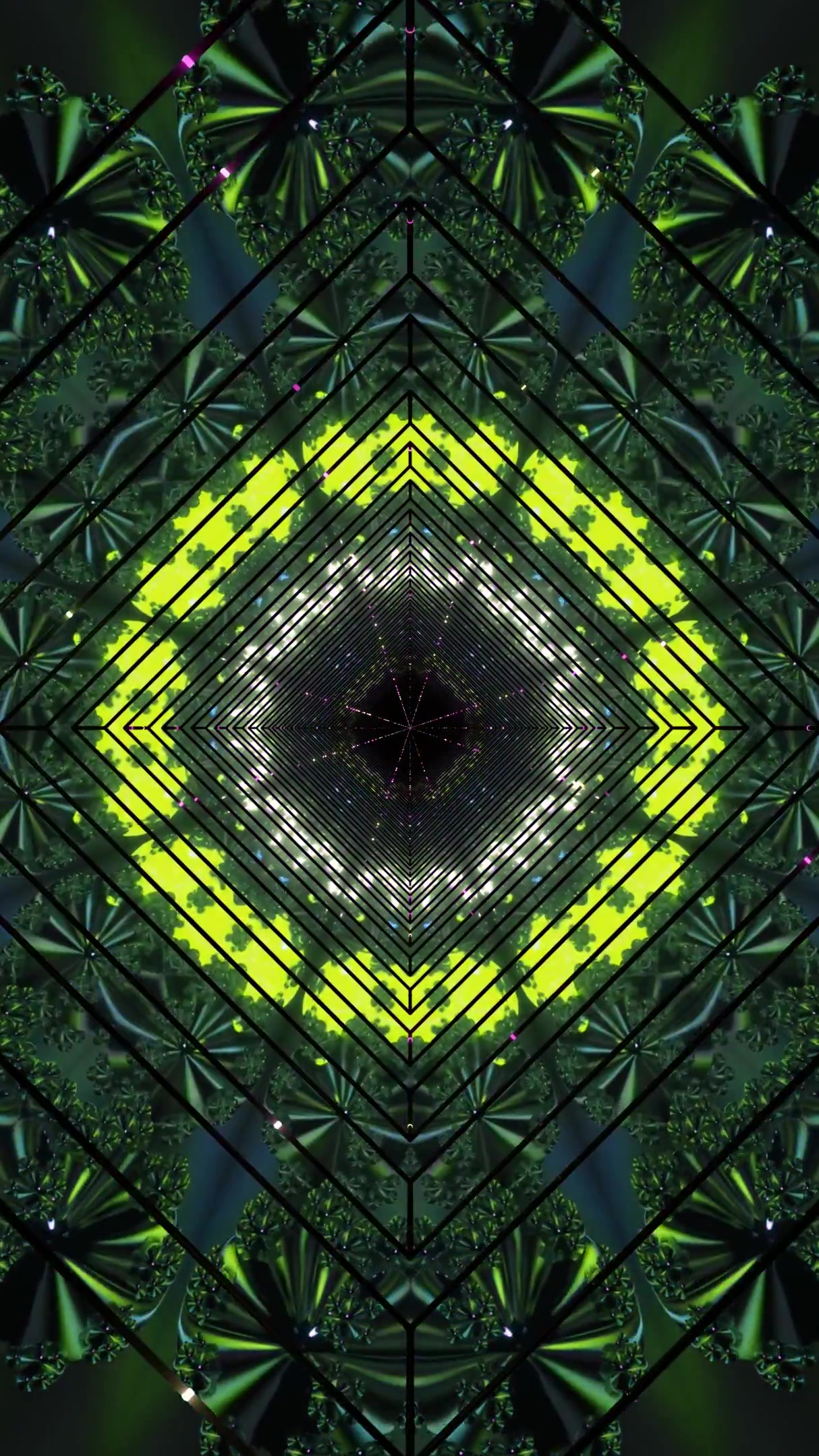 Tunnel video vj loop screensaver offers a seamless visual experience with dynamic purple patterns and black center