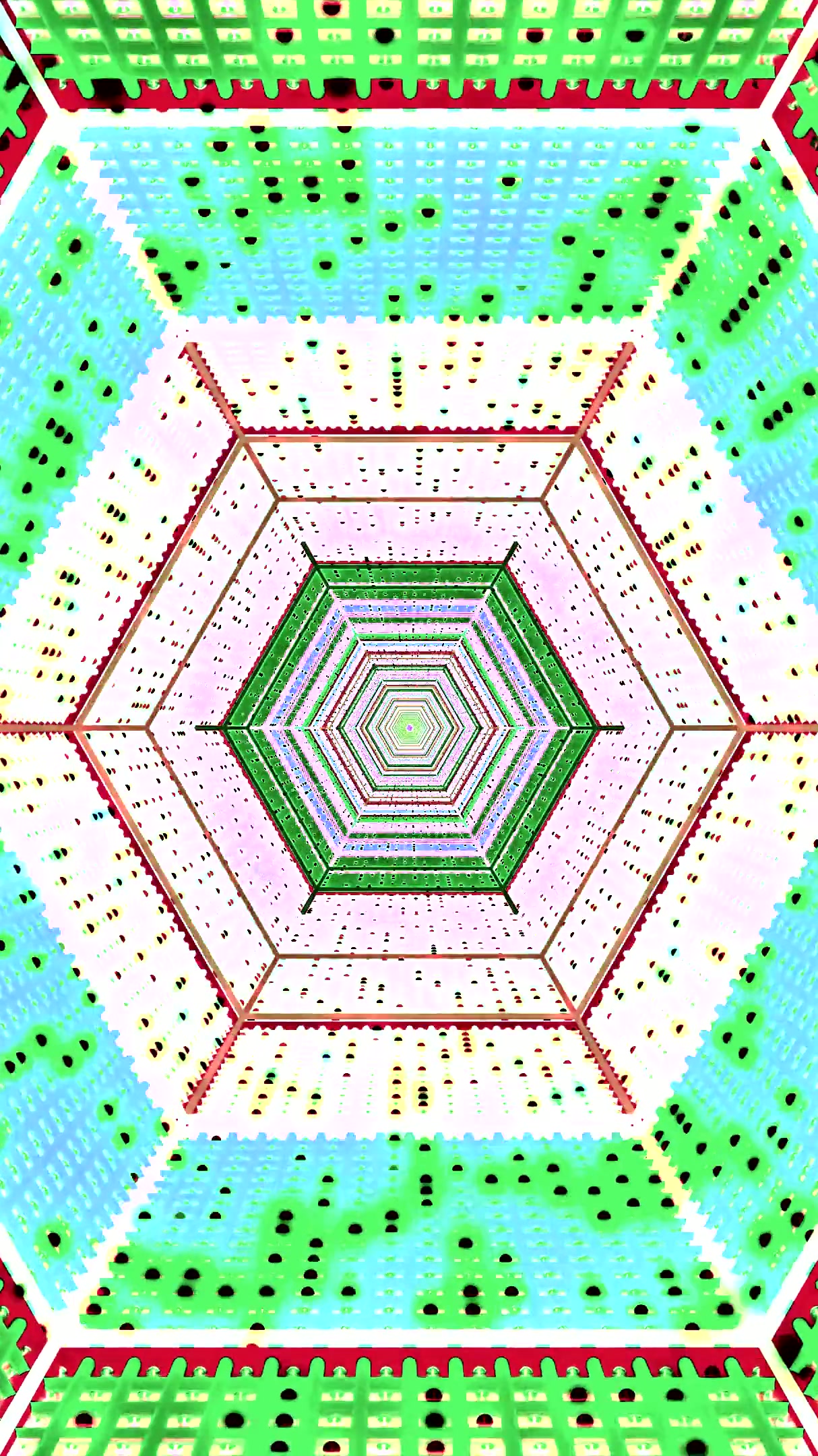 Colorful hexagonal tunnel video loop with seamless movement for s