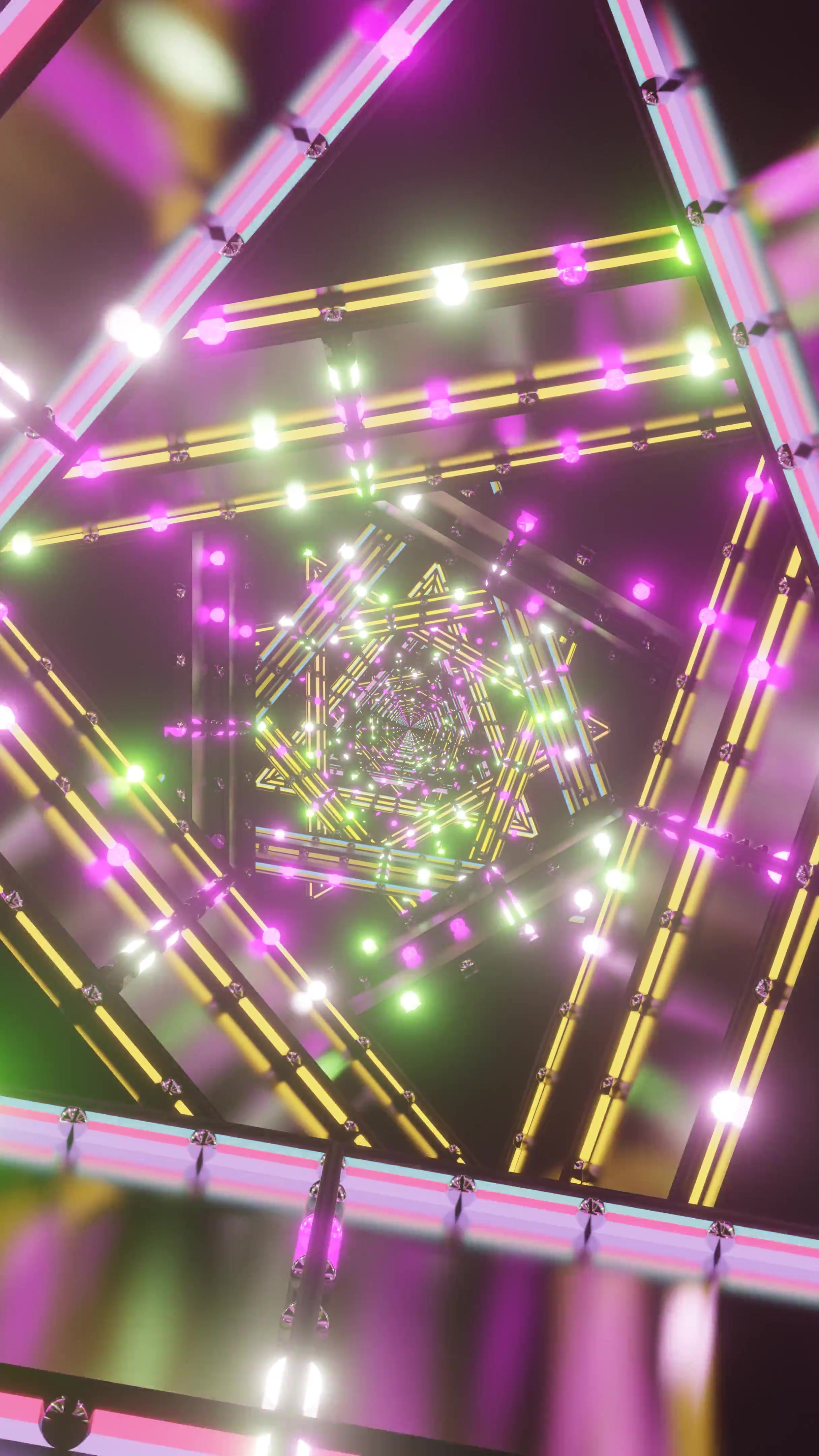 Colorful tunnel video loop creating a dynamic visual experience with seamless transitions and vibrant lighting effects