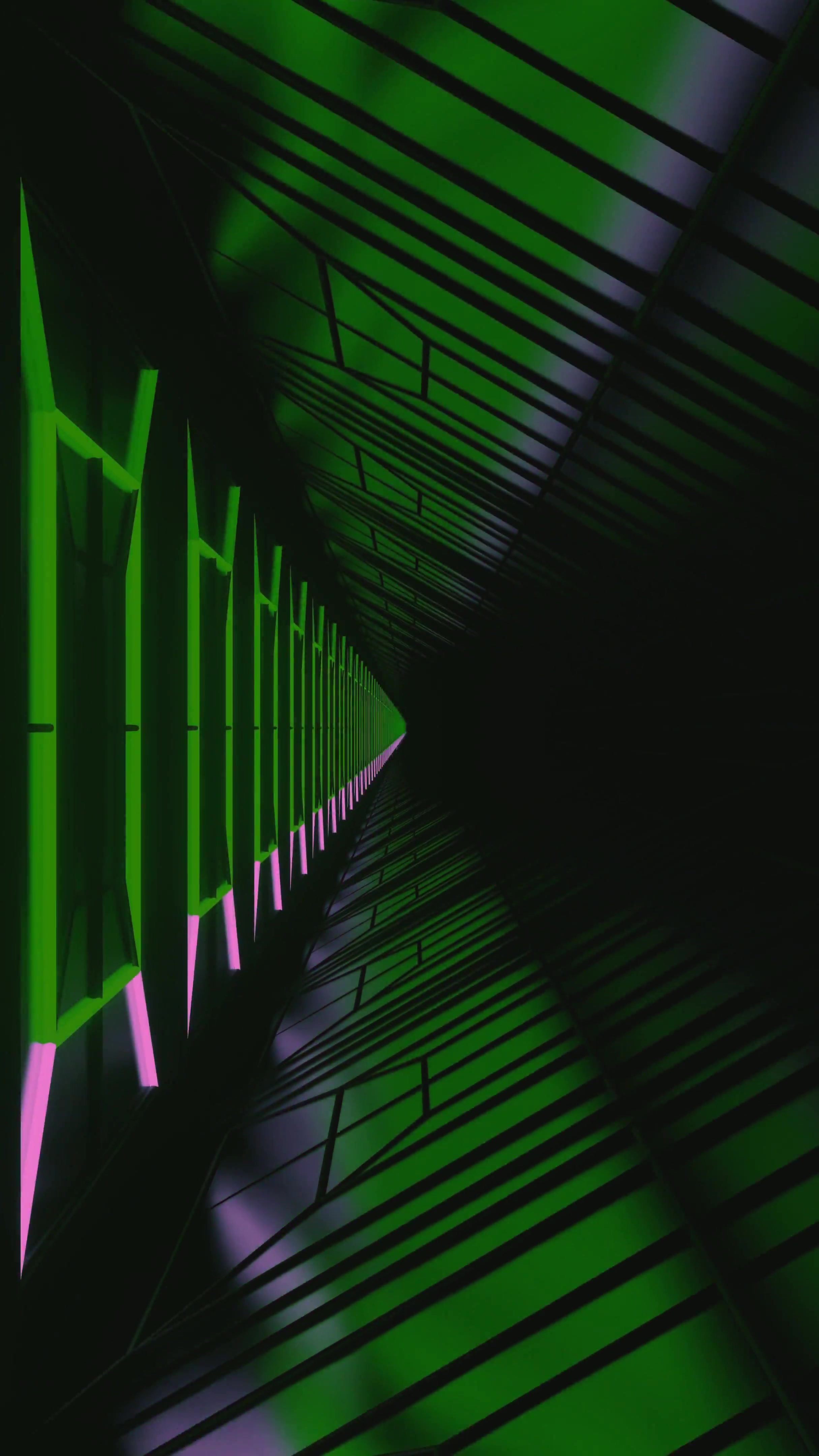 Vibrant tunnel video loop with neon lights and geometric patterns for dynamic visual experience