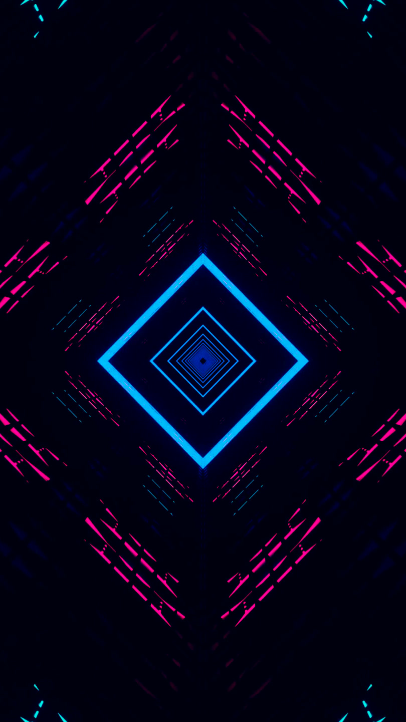 Seamless tunnel video vj loop screensaver featuring dynamic blue and pink patterns in a mesmerizing animation