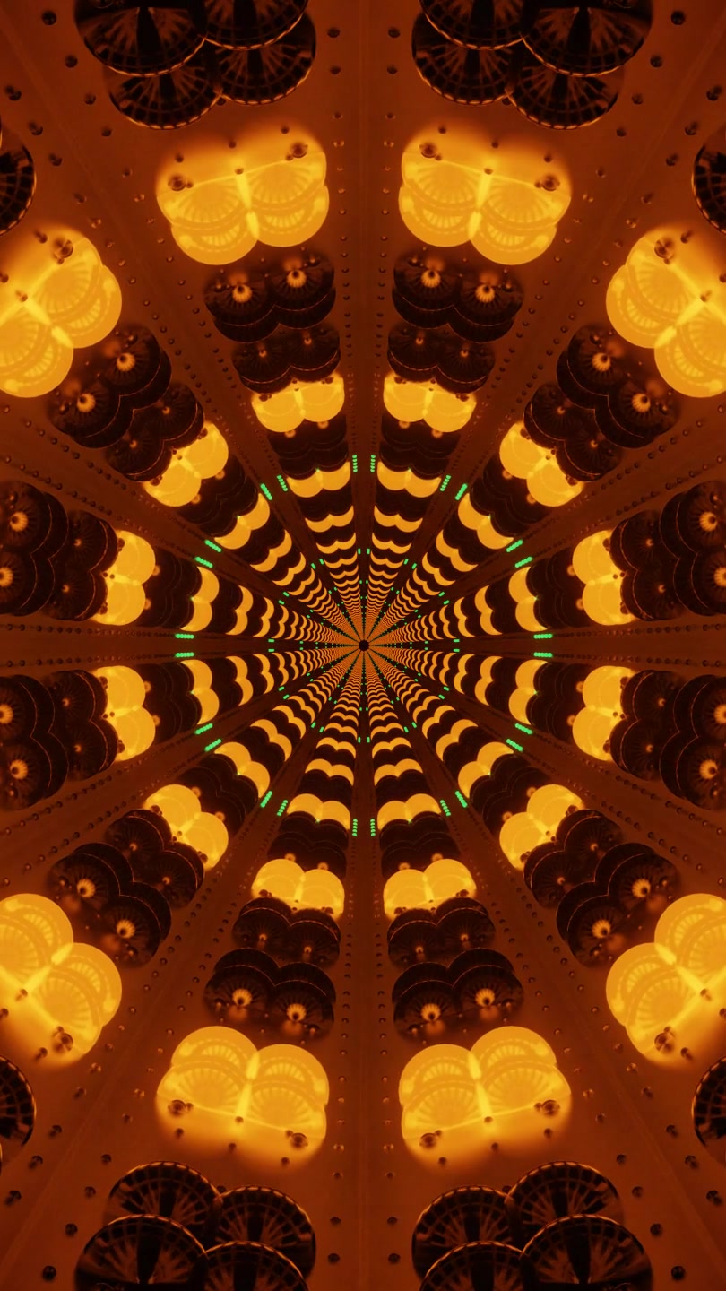 Seamless tunnel video loop with vibrant colors and intricate patterns