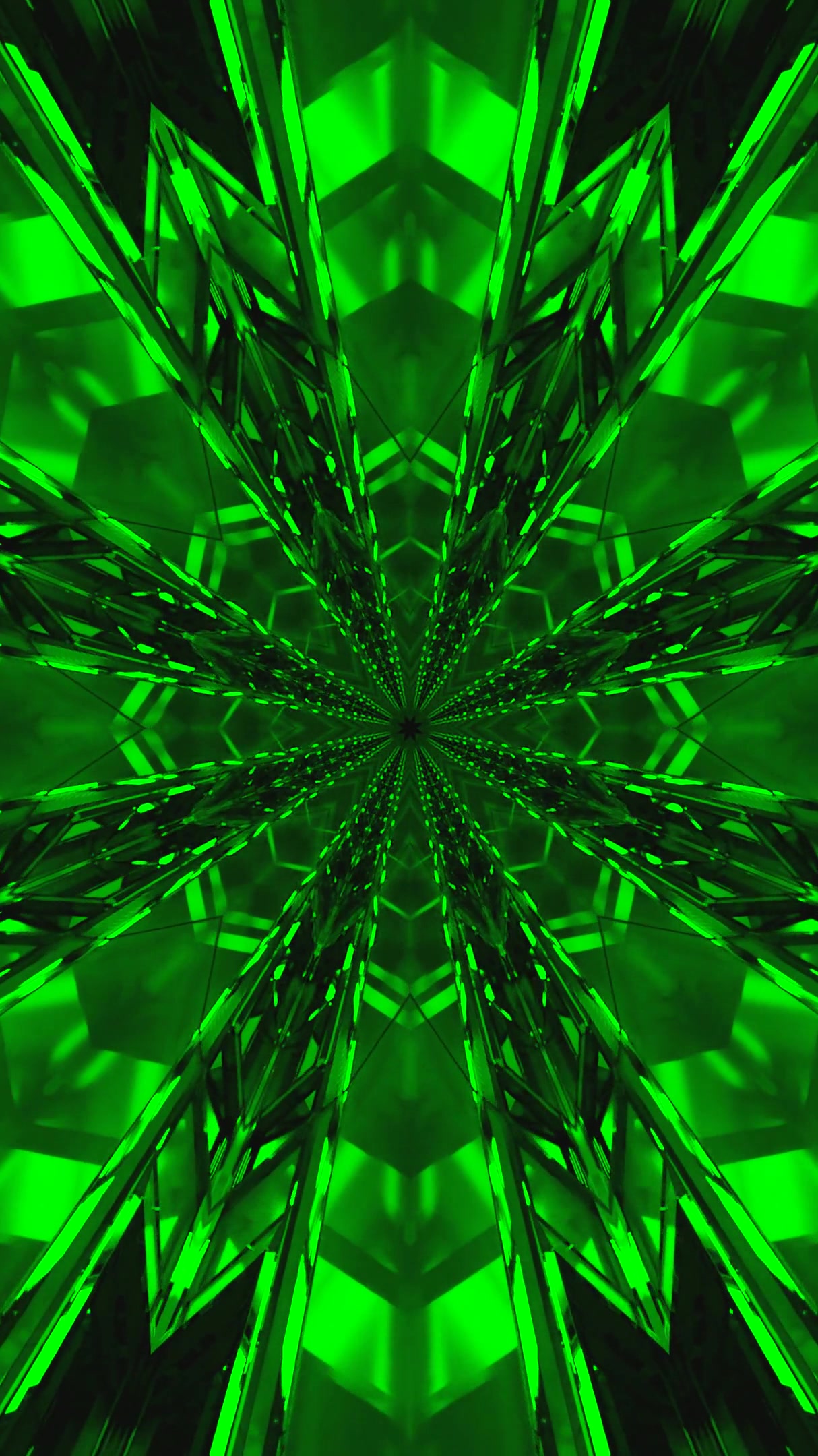 Tunnel video vj loop screensaver creates a bright green seamless visual experience in a mesmerizing digital environment