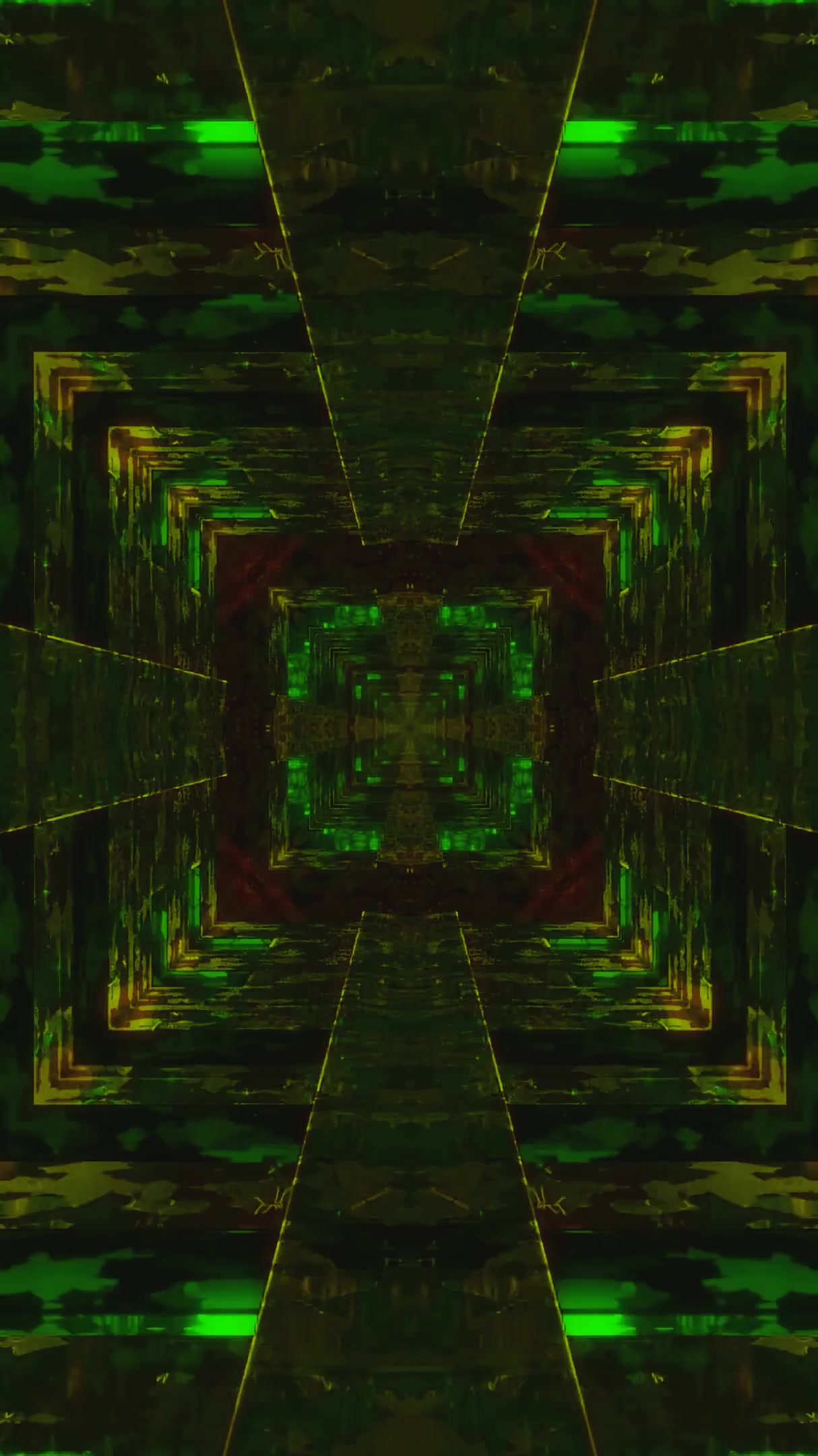 Seamless green tunnel loop showcasing dynamic visuals and motion in a captivating display for visual exploration