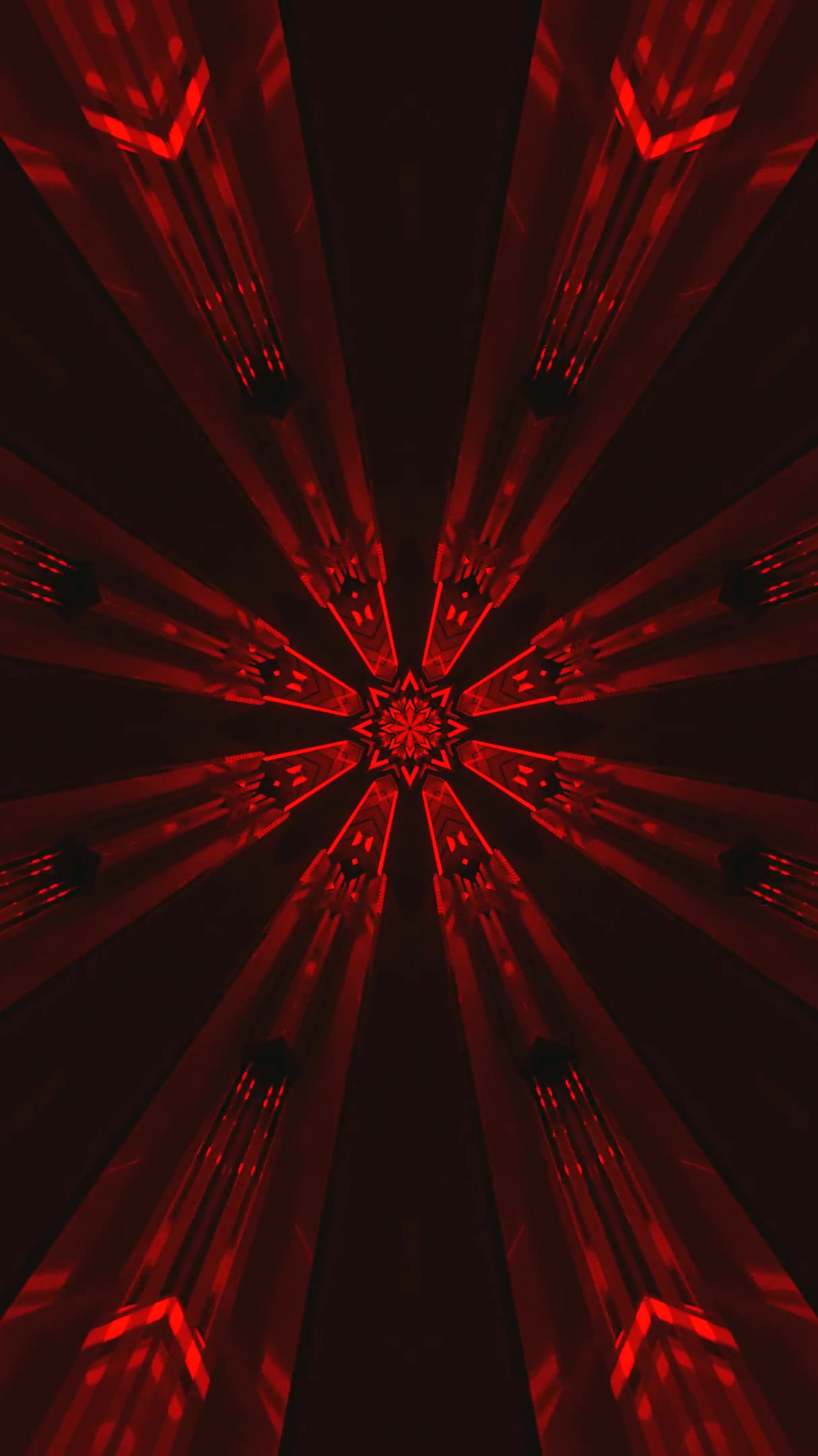 Seamless tunnel video loop showcasing vibrant red patterns and geometric shapes for immersive visual experiences