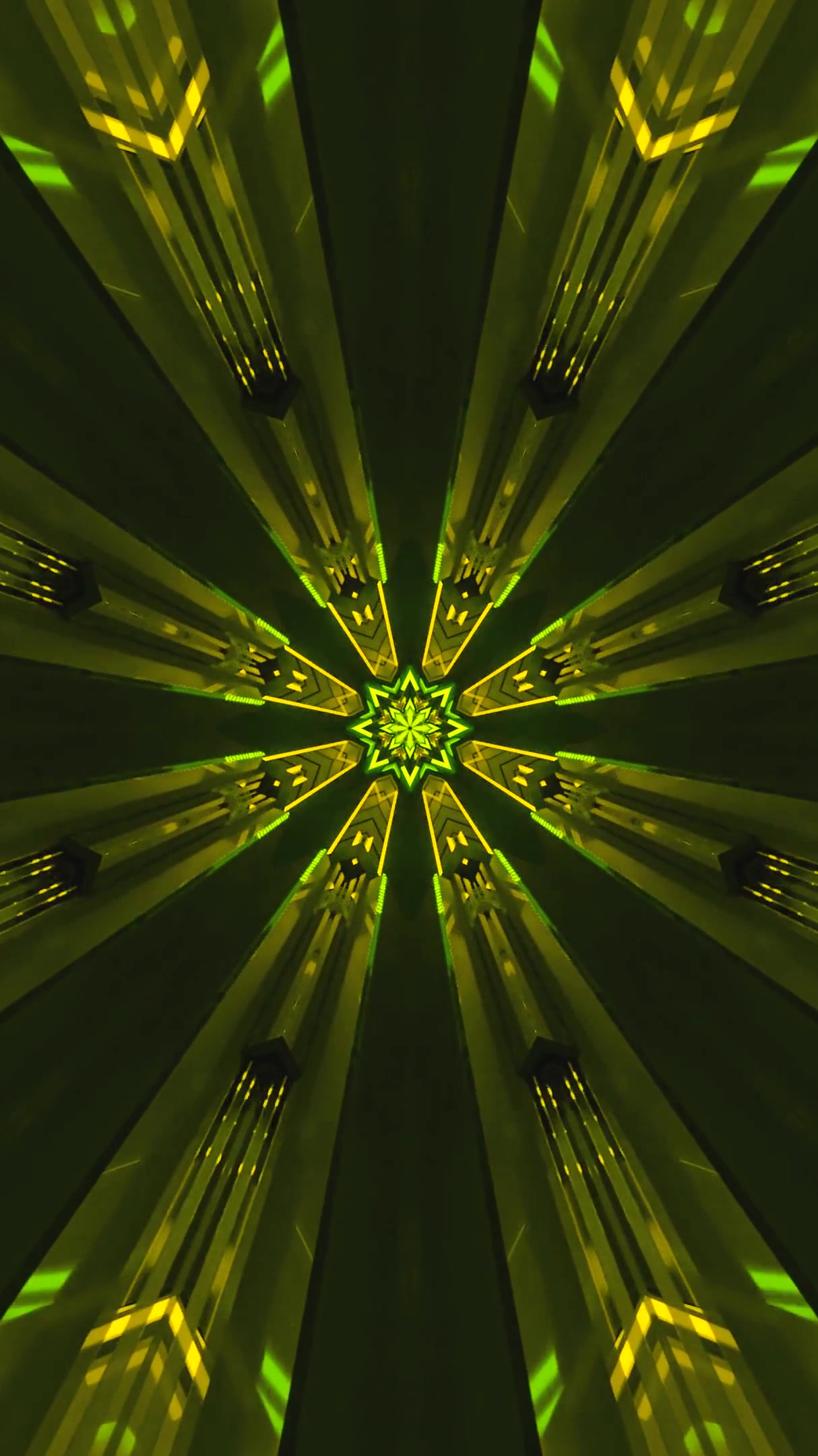 Vibrant tunnel visual loop creating dynamic motion and light patterns in a seamless display of color and shapes