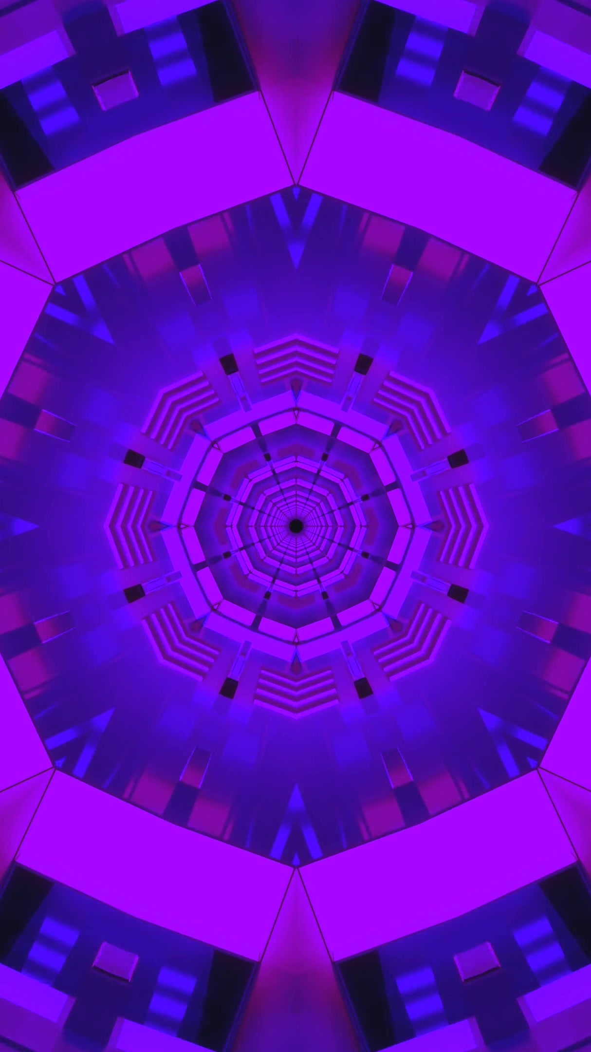 Vibrant tunnel video loop with seamless motion and dynamic patterns in purple hues
