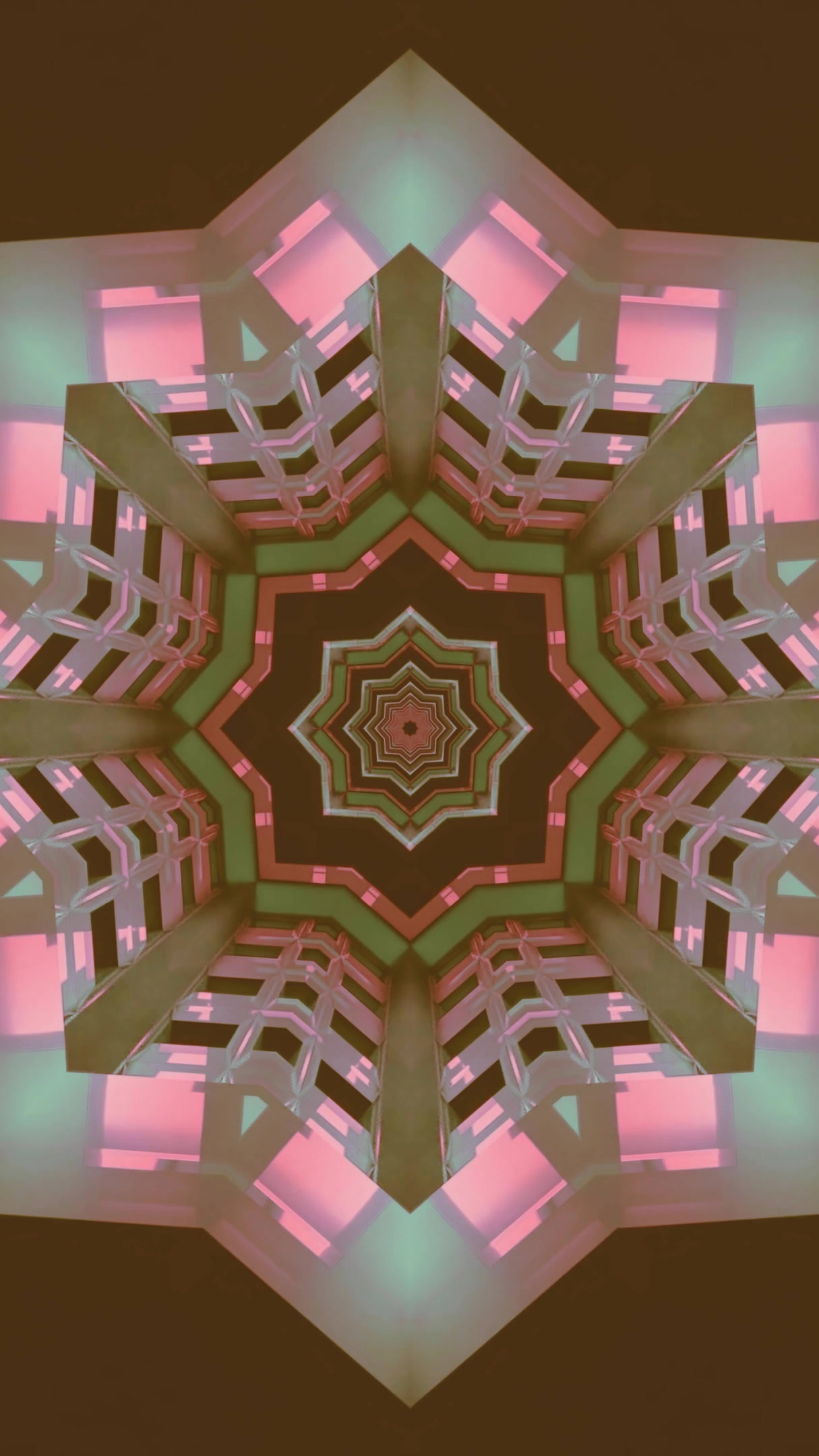 Dynamic tunnel visual loop with bright colors and geometric patterns for immersive screensaver experience