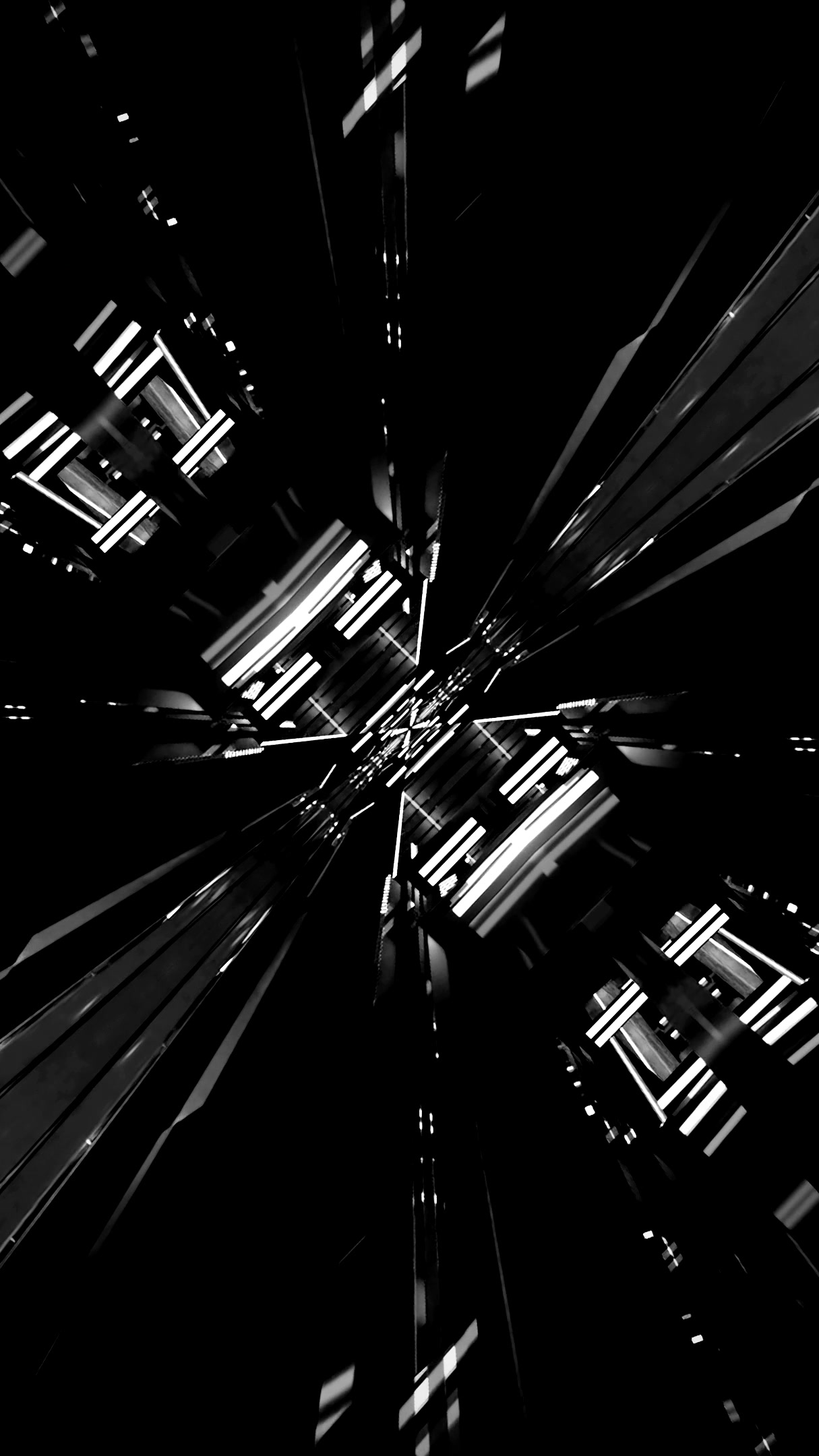 Seamless tunnel video loop with dynamic lighting effect and geometric patterns