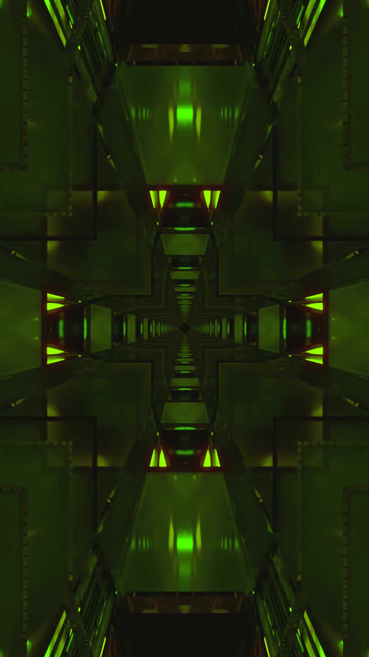 Dynamic tunnel video loop with vibrant green lights creating a mesmerizing visual experience