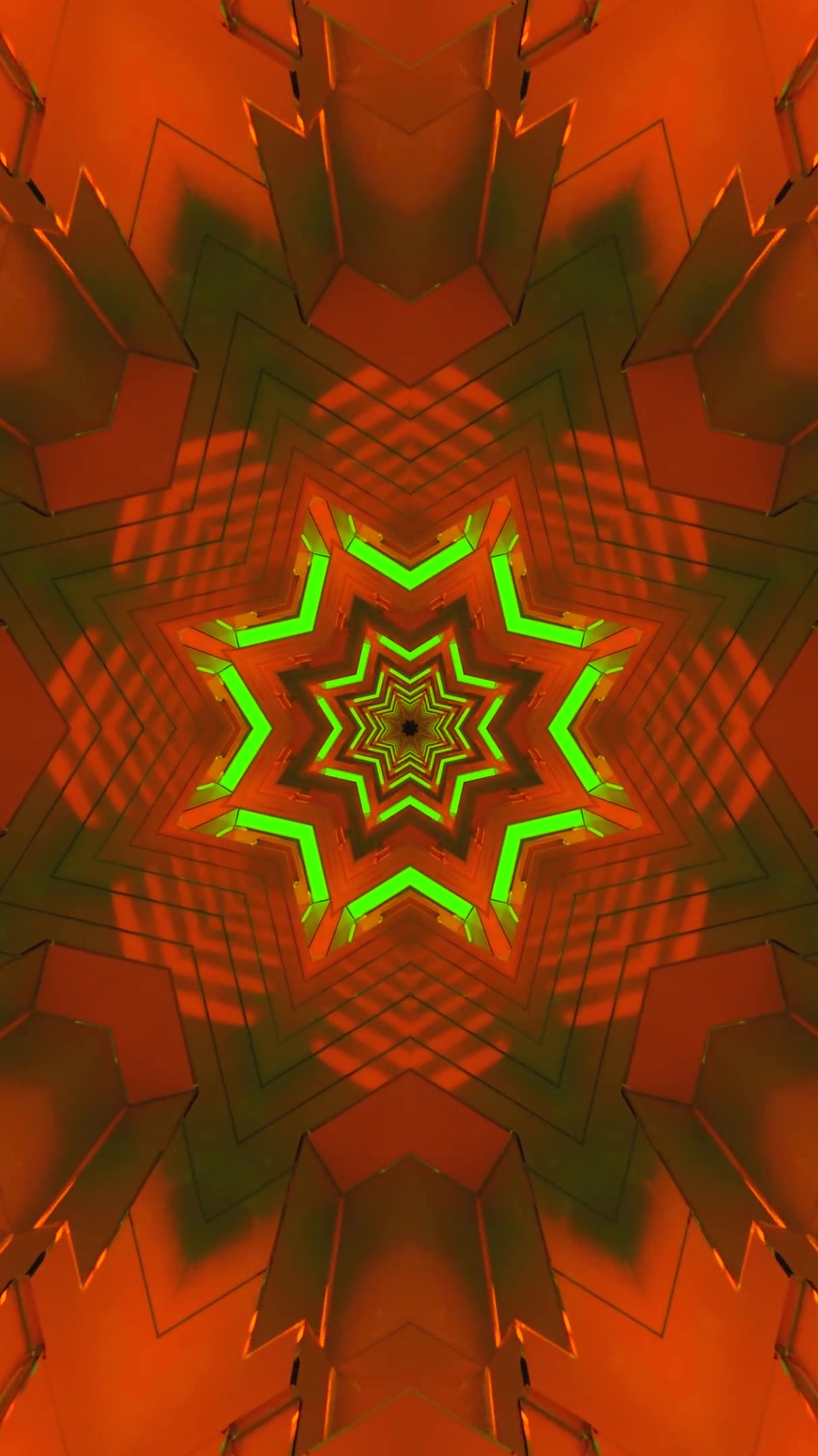 Seamless tunnel video loop creating vibrant patterns with bright colors spinning in a mesmerizing display