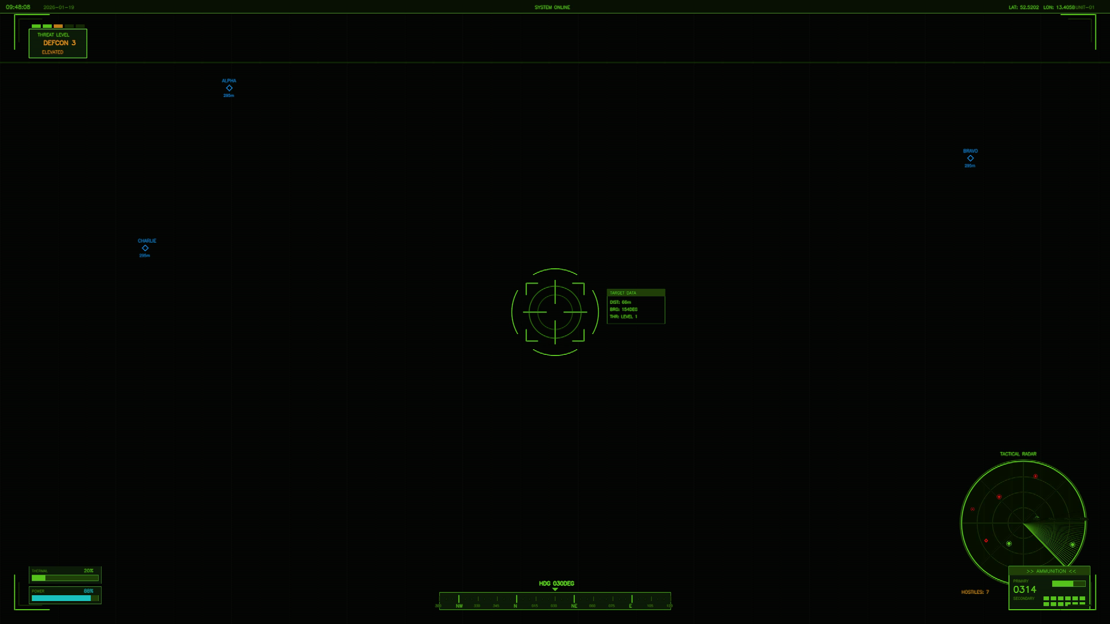 Military cockpit hud element for science fiction war documentaries set in futuristic battlefield environments