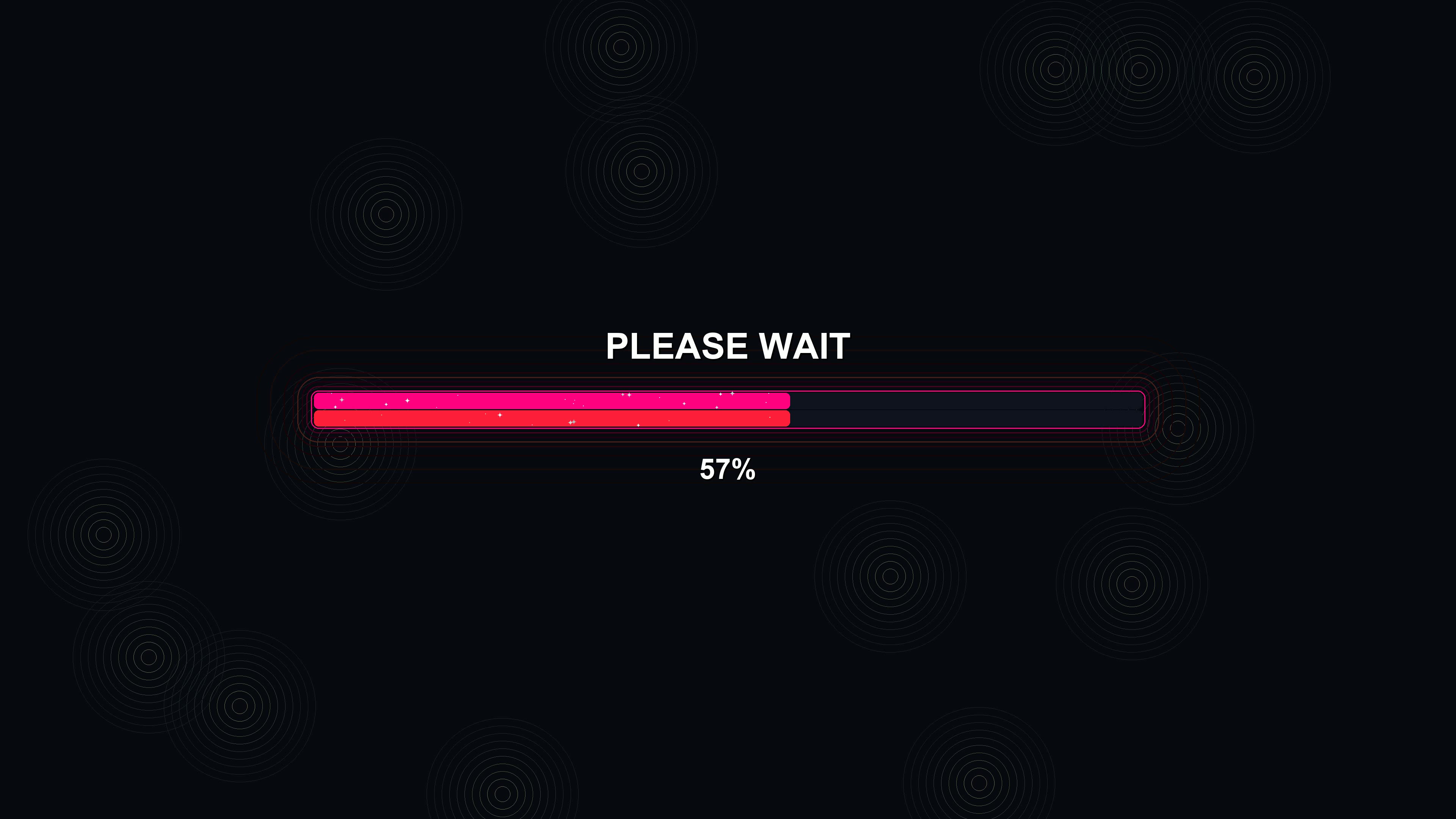 Stylish modern progress bar animation with vibrant colors on a black background showing loading status with 100 percent completion