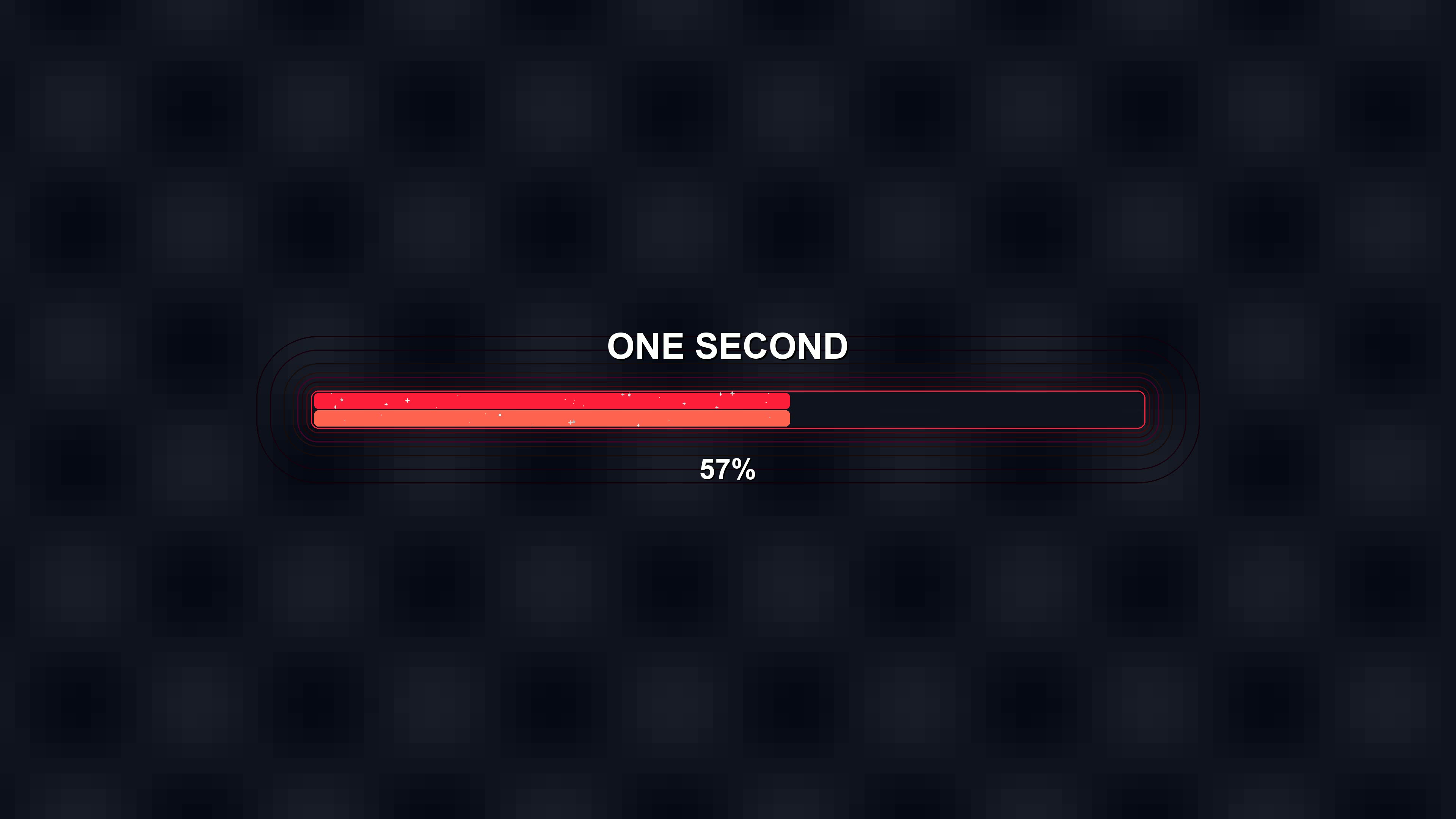 Progress bar animation shows vibrant colors for one second duration reaching completion at 100 percent mark