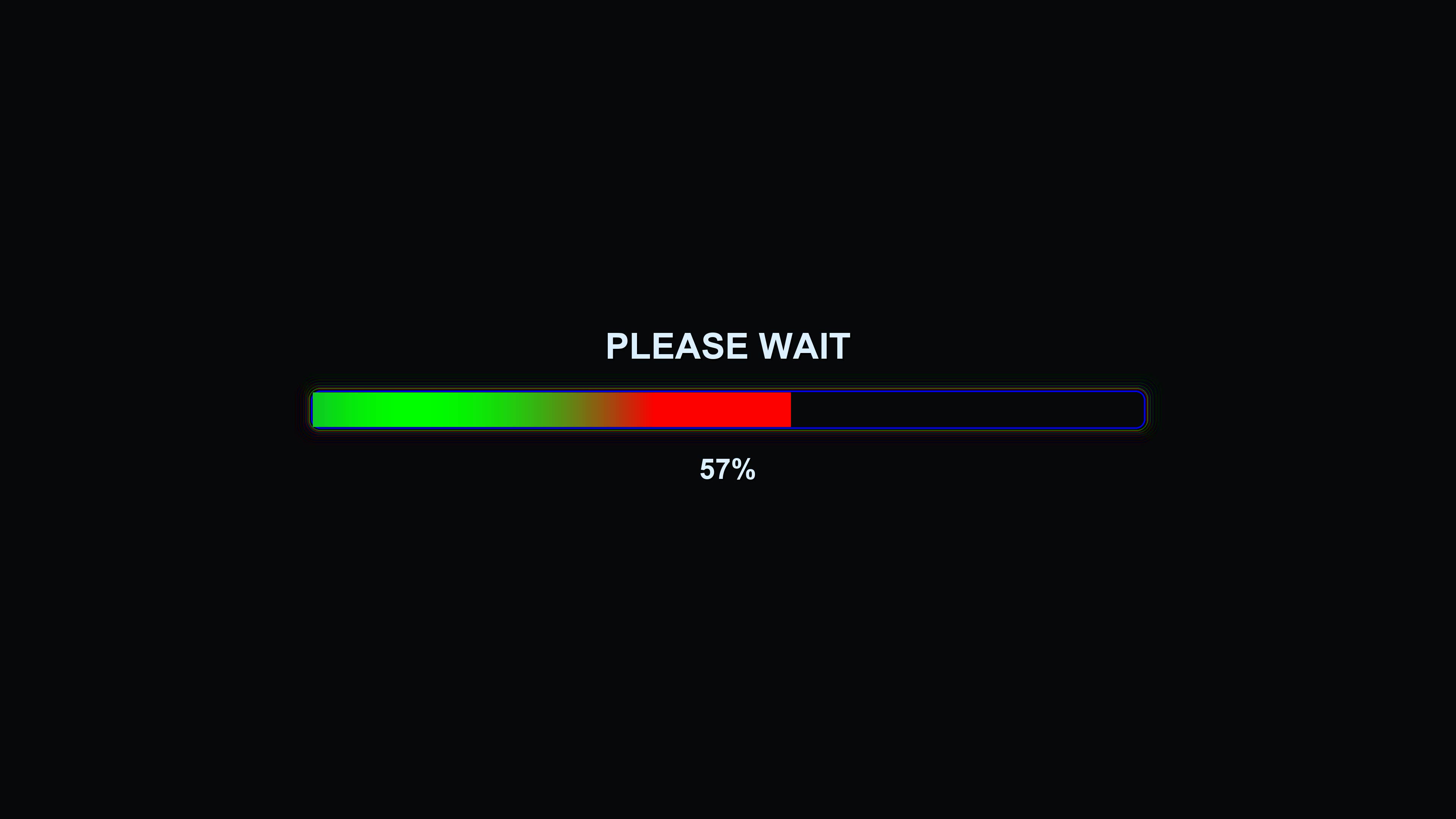 Modern progressbar animation shows vibrant colors moving in a stylish way while indicating loading status with a message