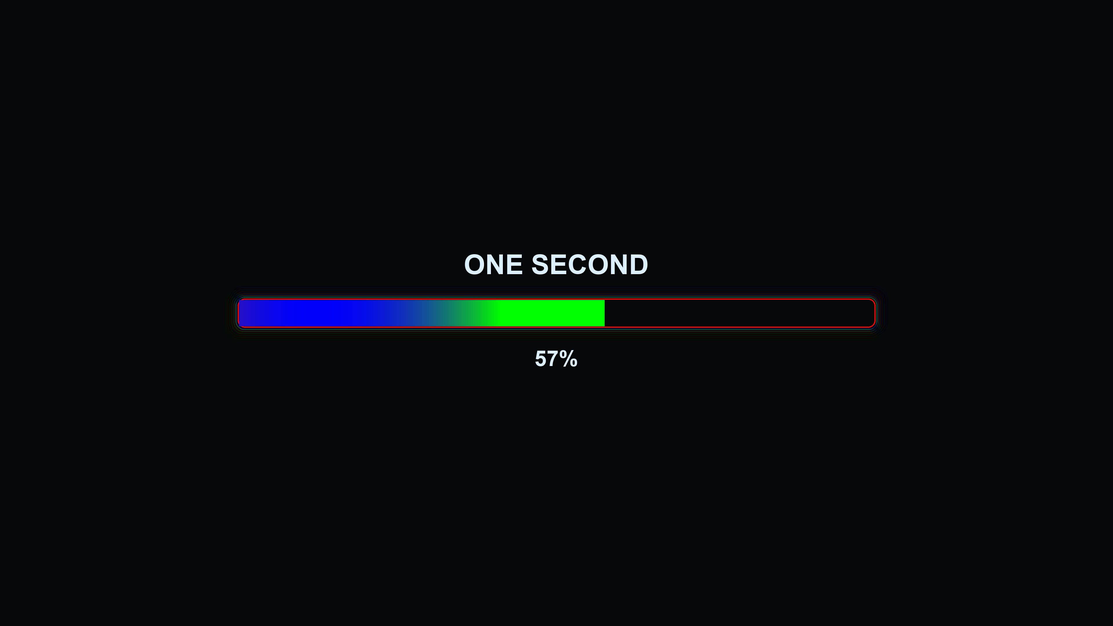 Modern progress bar animation displays vibrant colors and indicates loading status in a clear format for one second duration