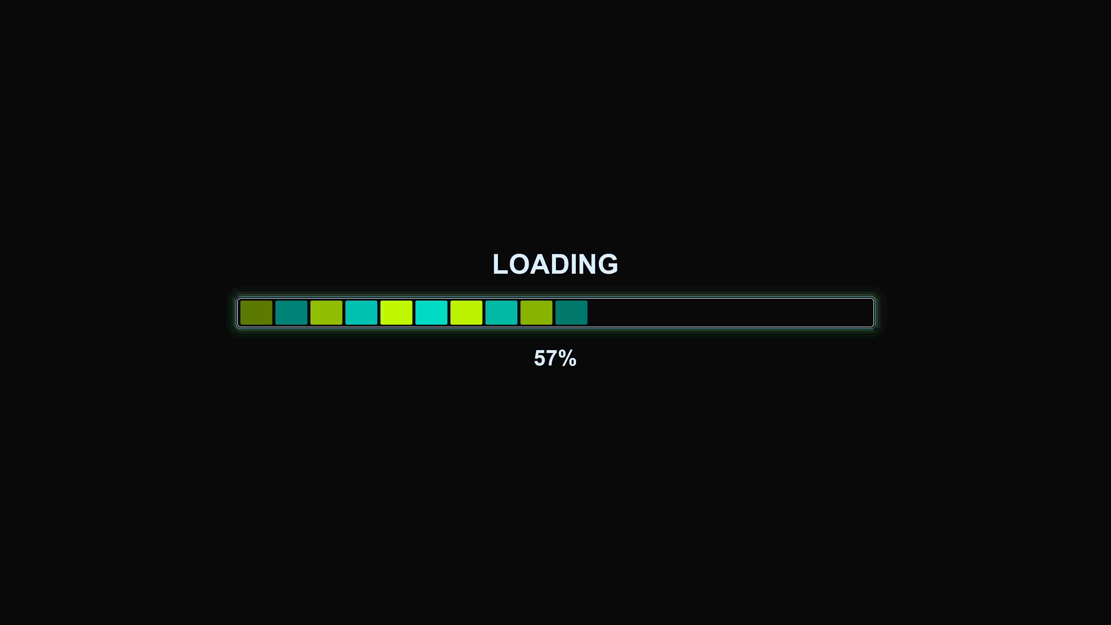 Modern progressbar animation shows loading status with vibrant colors and simple design displayed on a dark background