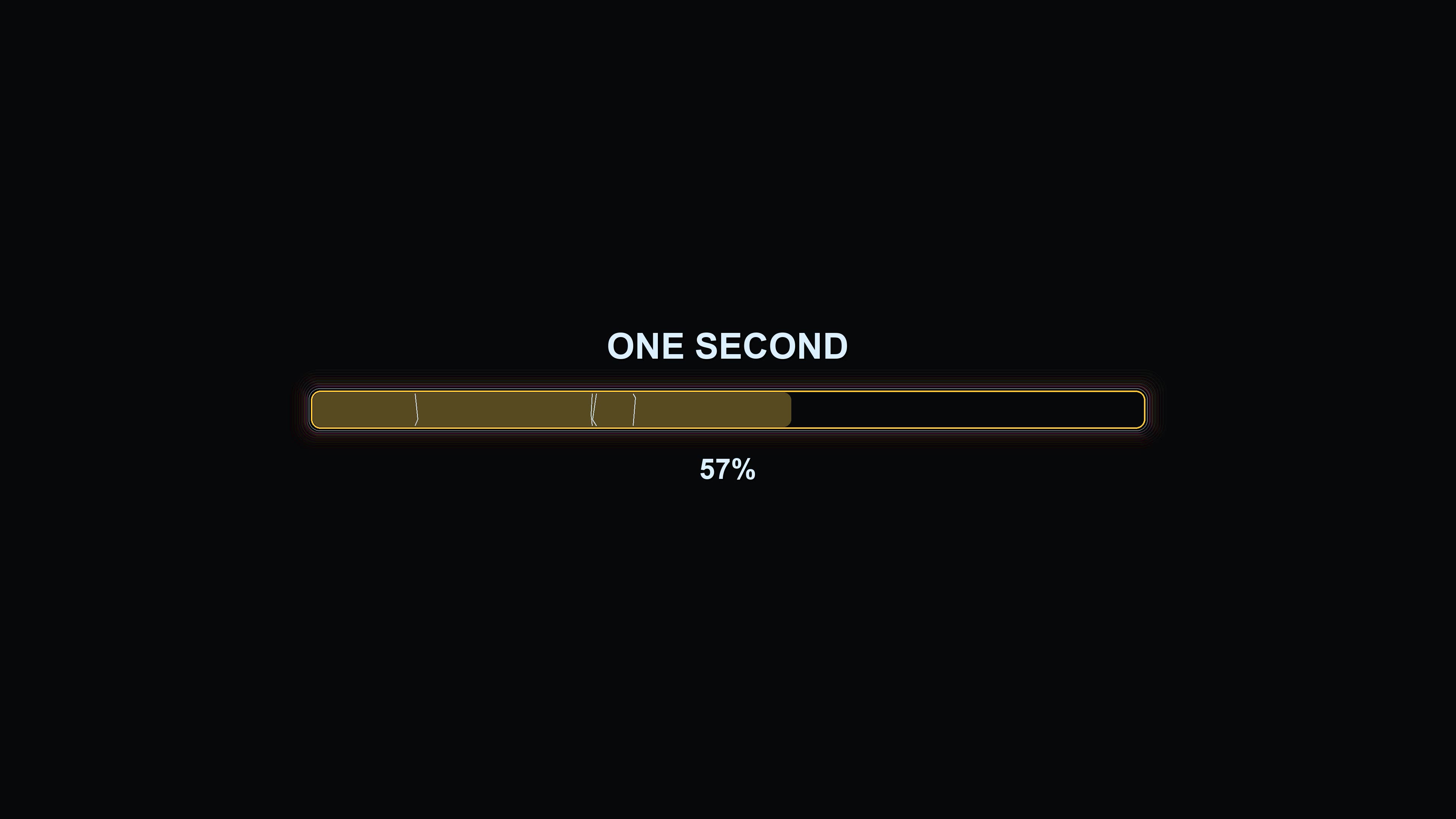 Modern progress bar animation shows vibrant colors and dynamic movement with clear display of time and completion