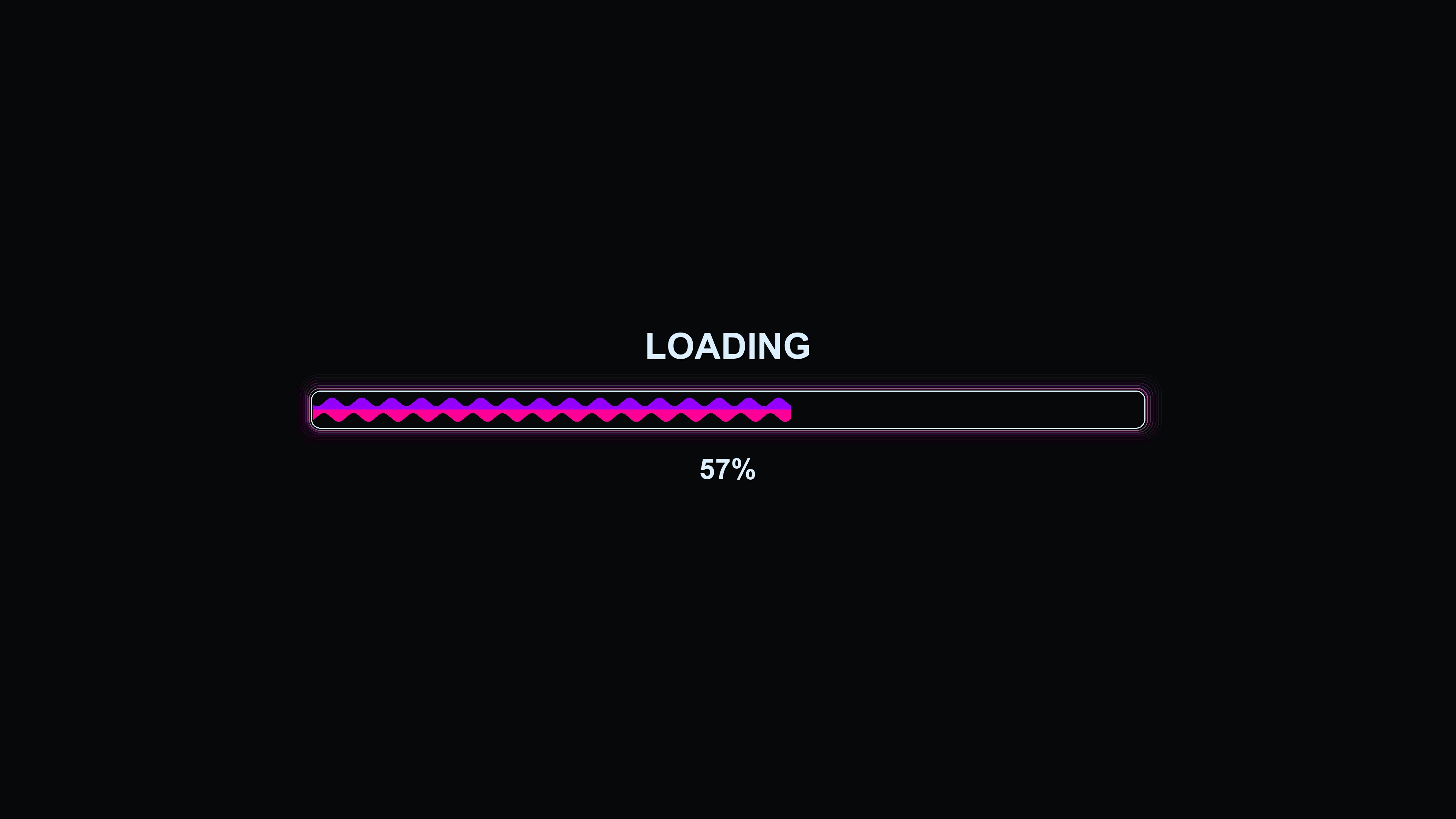 Modern loading animation with bright colors and dynamic progress movement on a dark background for digital projects and displays