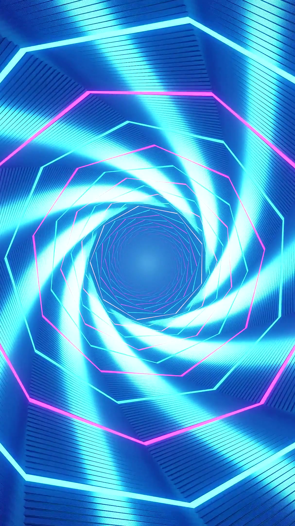 Seamless tunnel video loop with vibrant colors and dynamic light