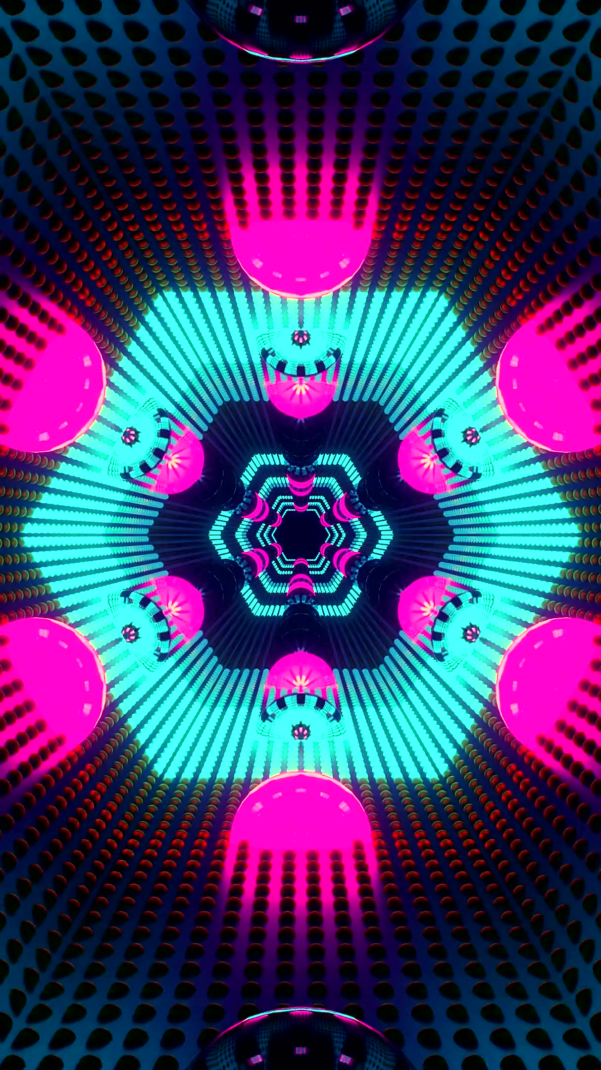 Vibrant tunnel video loop displays colorful patterns and dynamic