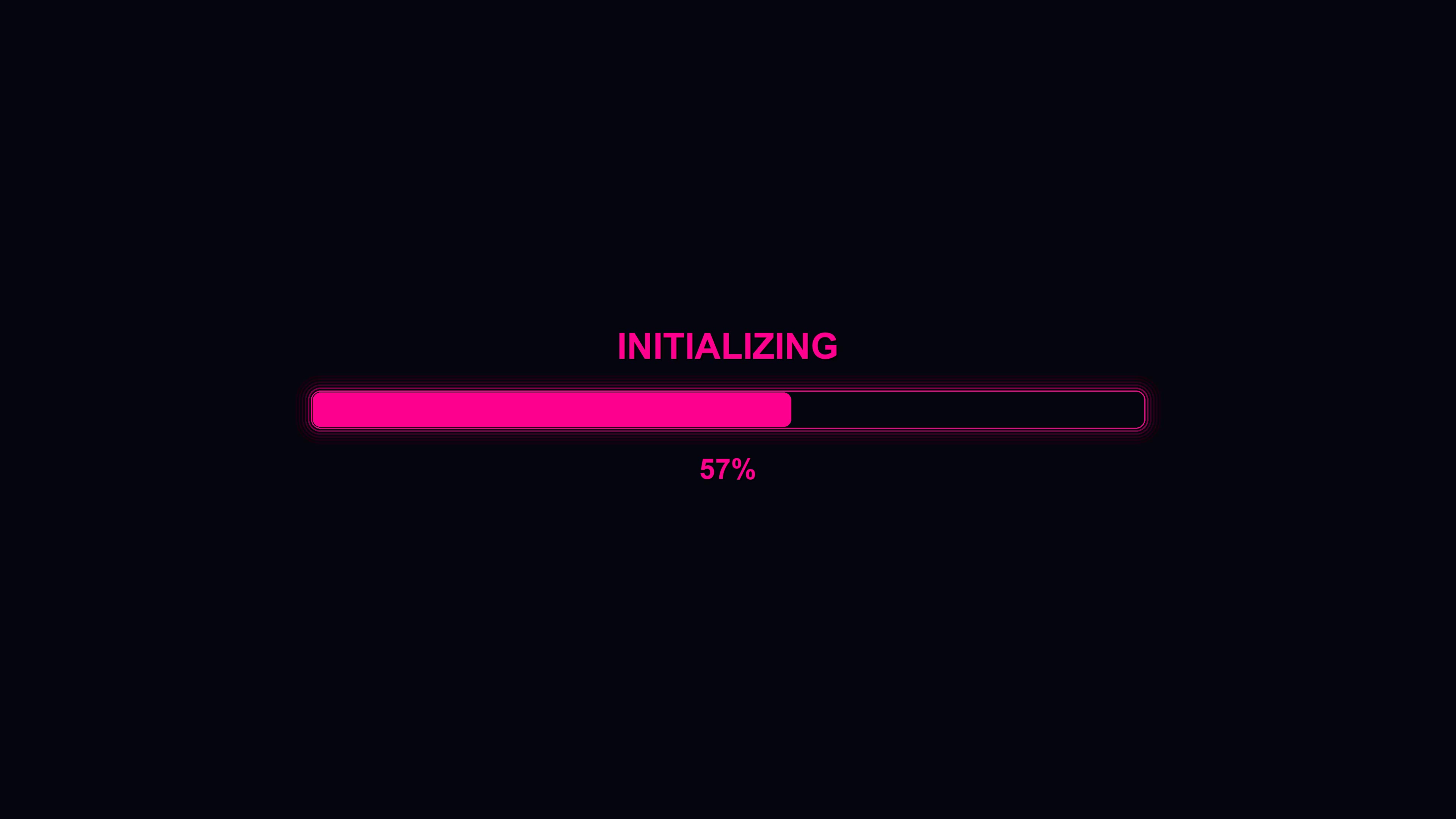 Modern style progress bar animation displaying initializing status with 100 percent complete indication for waiting times