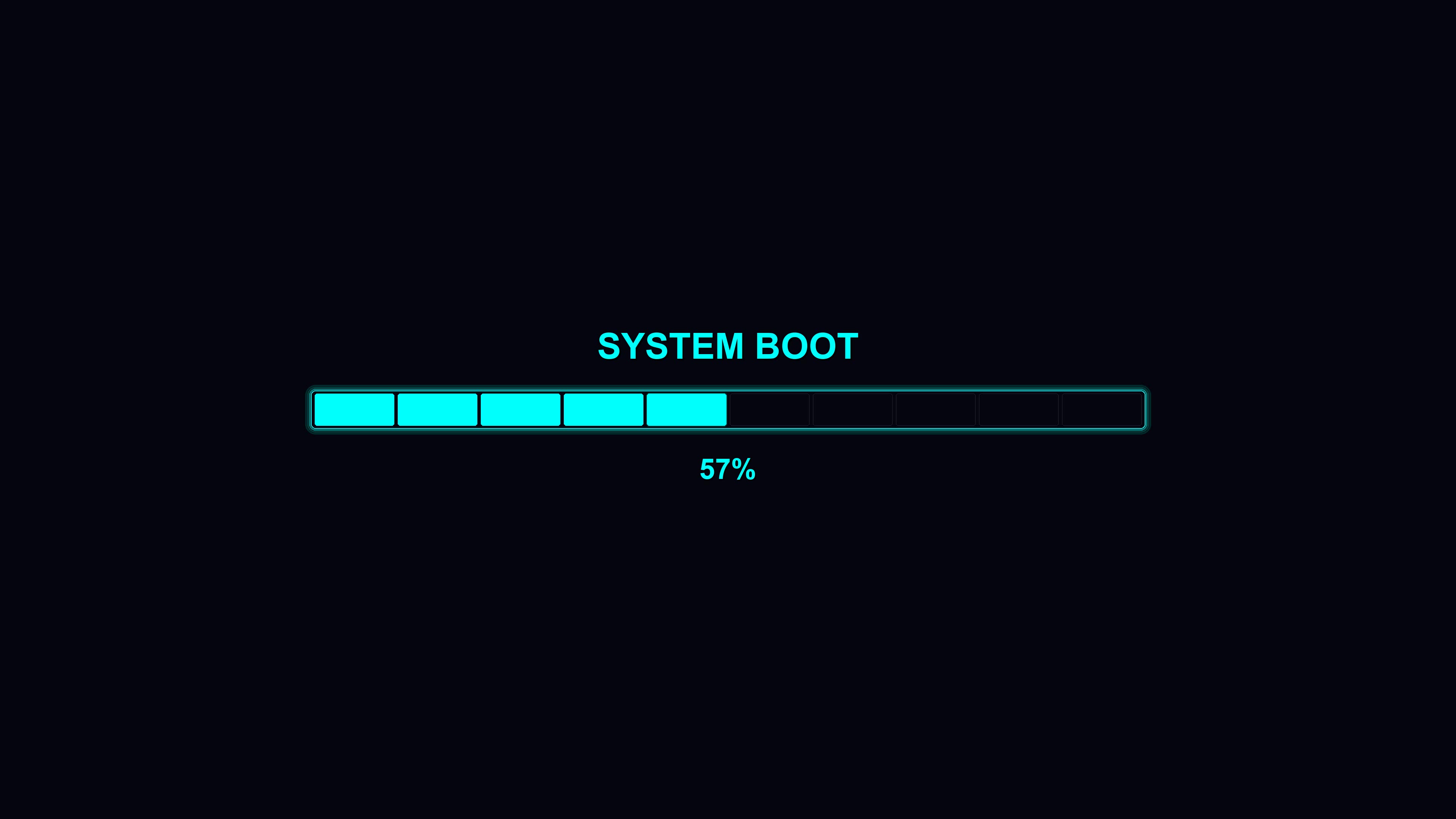 Modern progress bar animation for system boot during waiting periods showing completion at one hundred percent