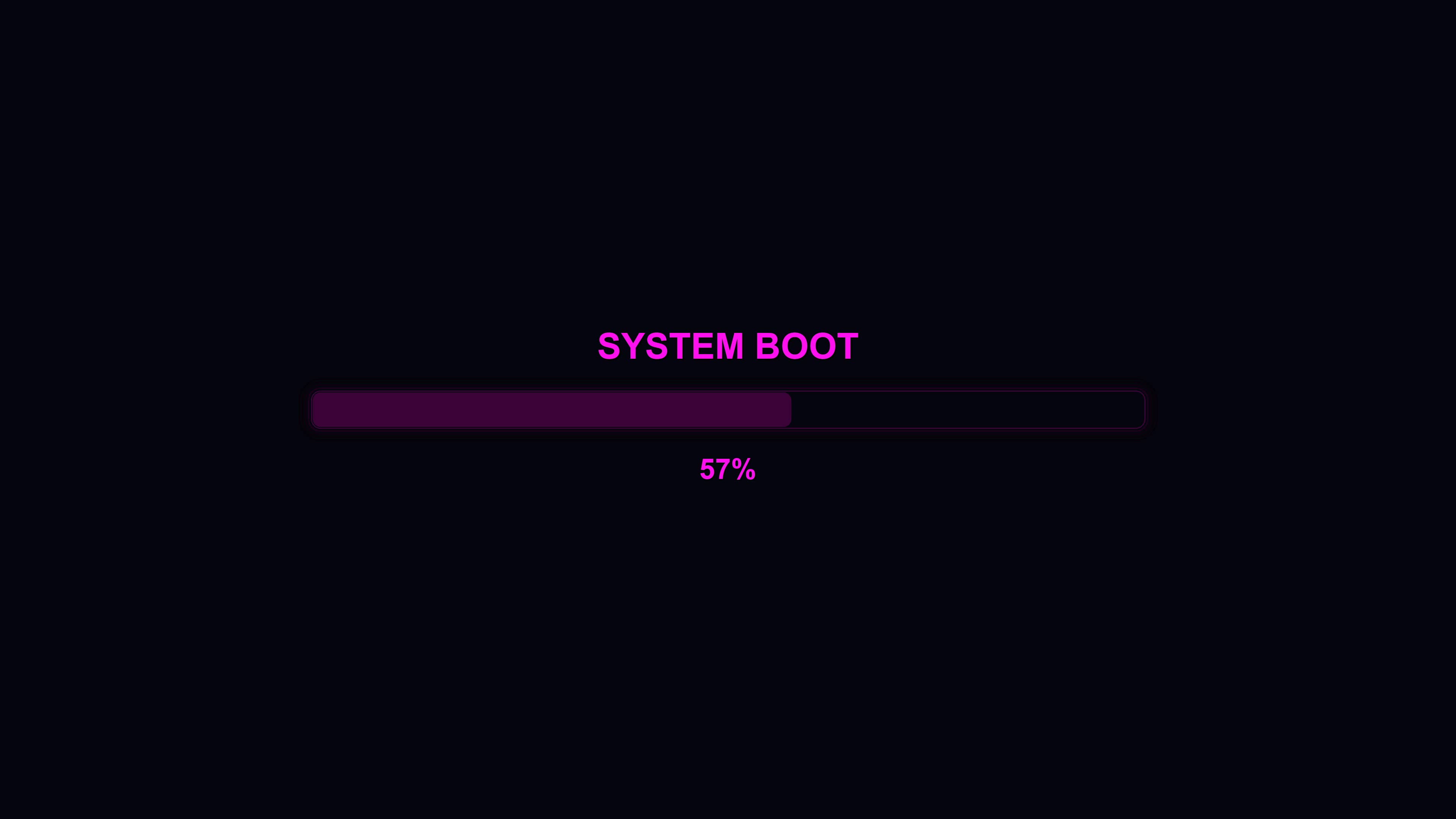 Modern style progressbar animation shows waiting period during system boot with loading percentage