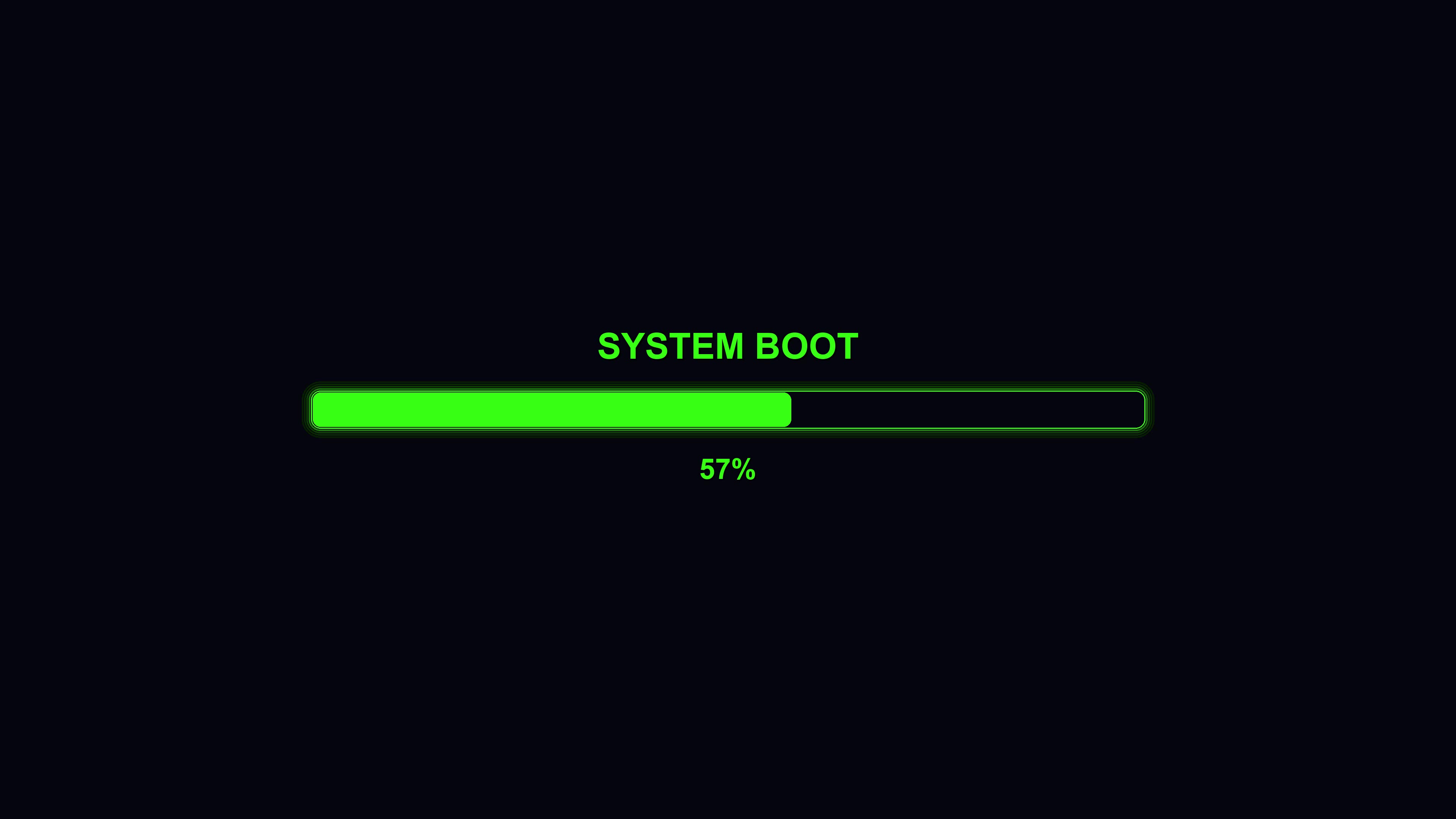 Progress bar animation for system boot in modern design used for waiting periods in user interfaces