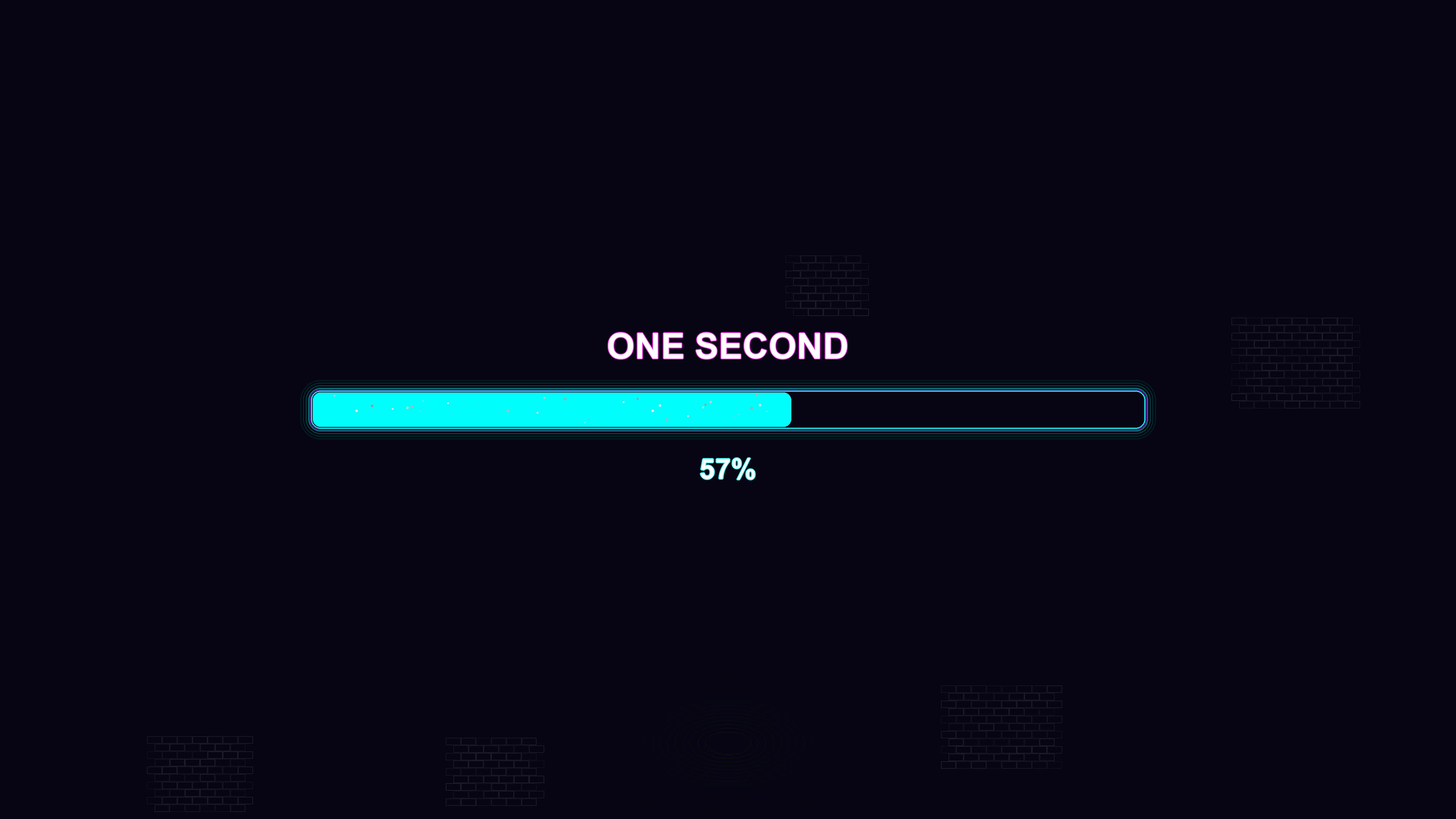 Progress bar animation in modern style for waiting periods with clear indication of one second completion