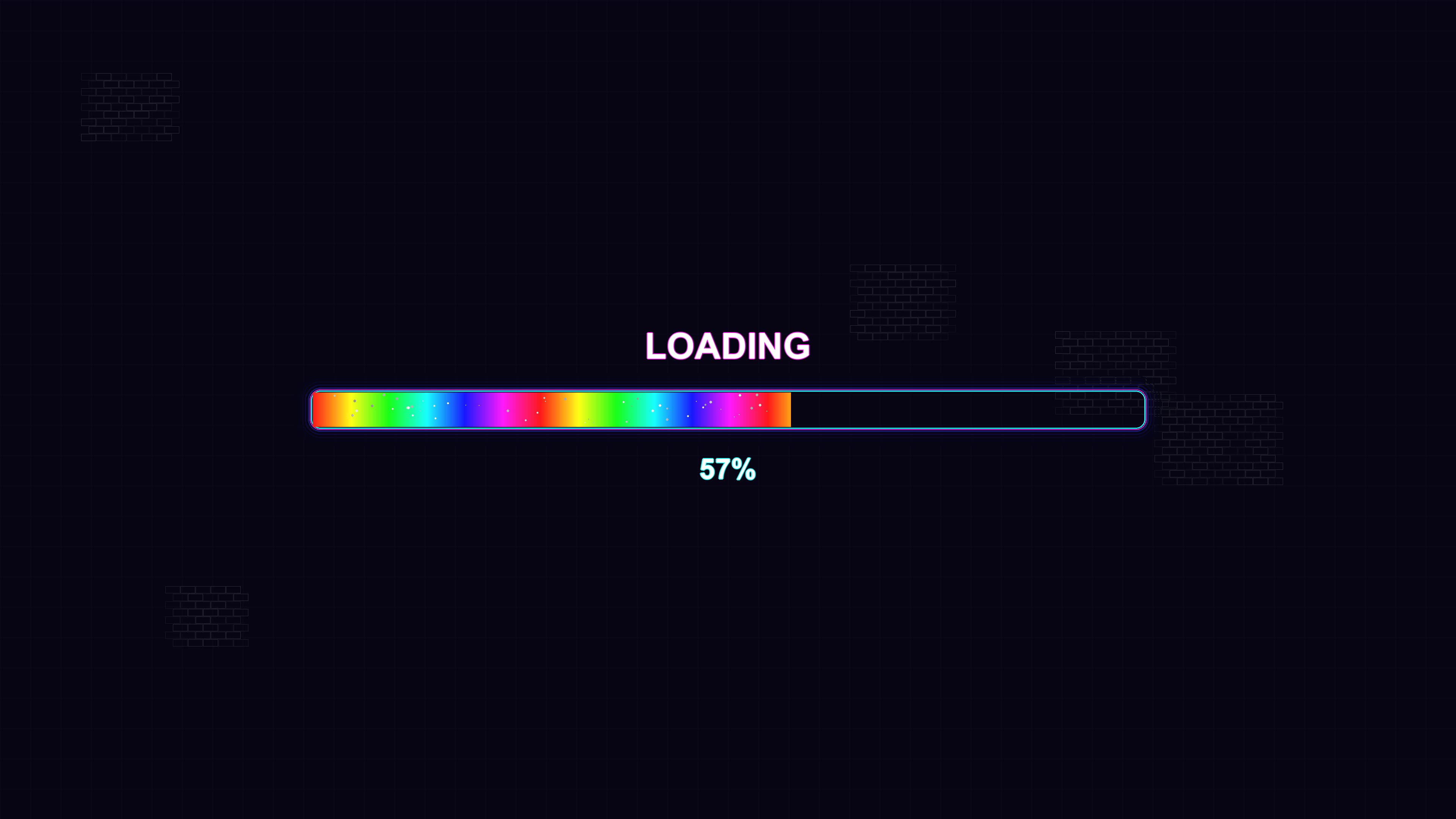 Modern progress bar animation showing loading process with colorful segments and percentage displayed