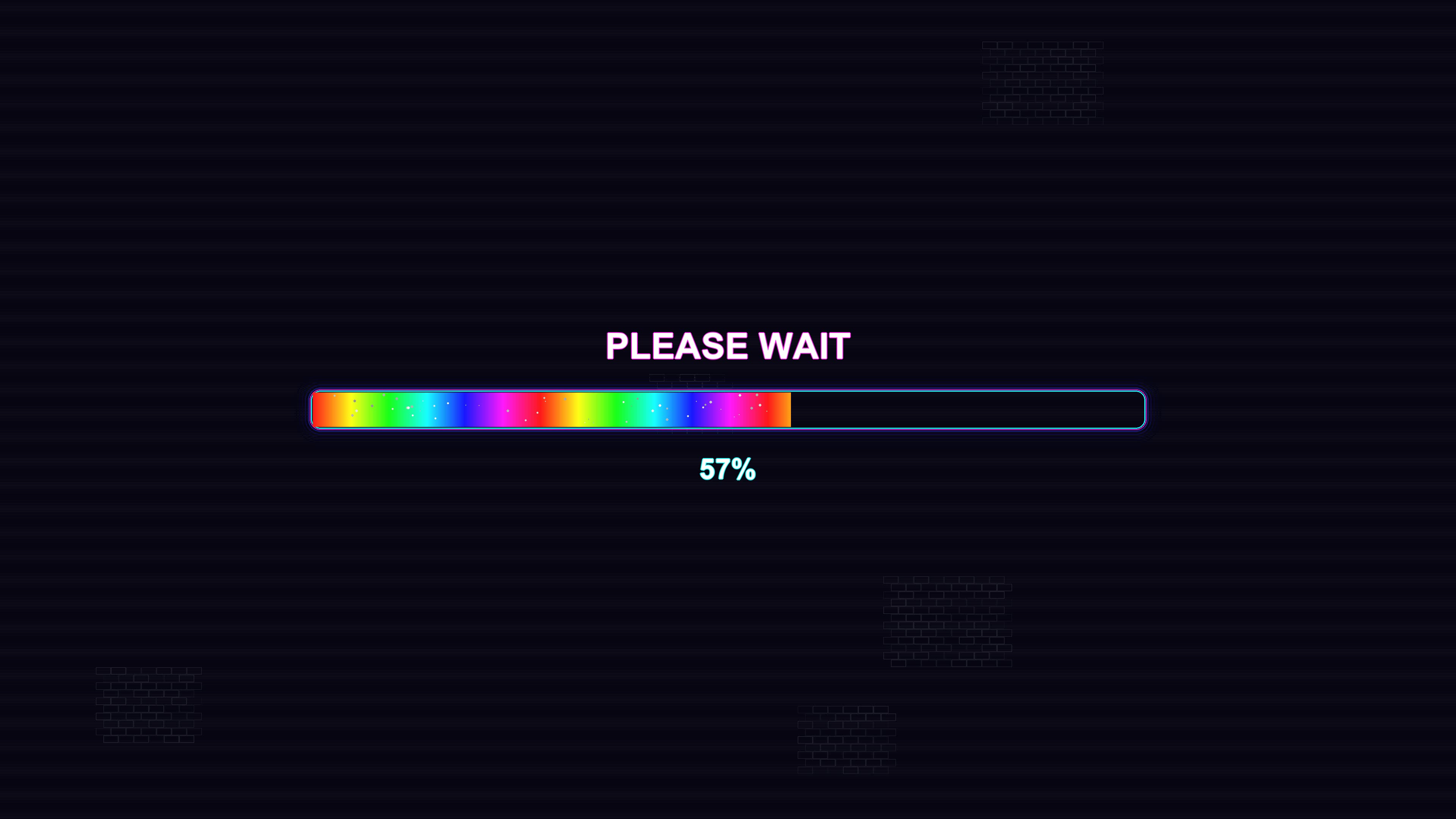 Progress bar animation shows waiting period in modern style for video playback with colorful light effects