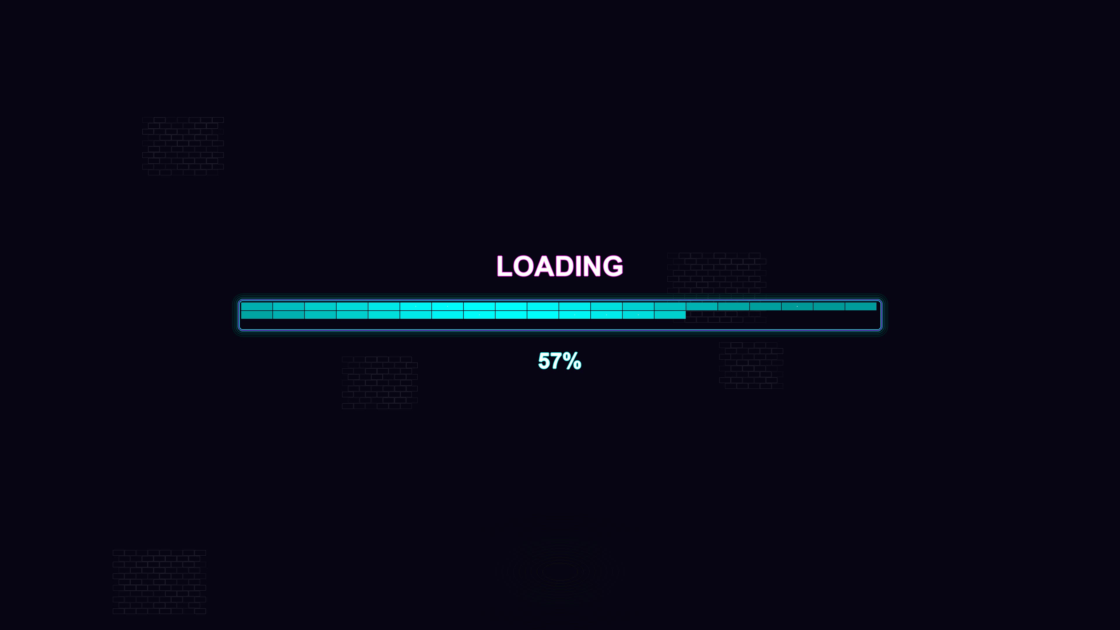 Modern progress bar animation showing loading status for video playback during waiting periods on a dark background