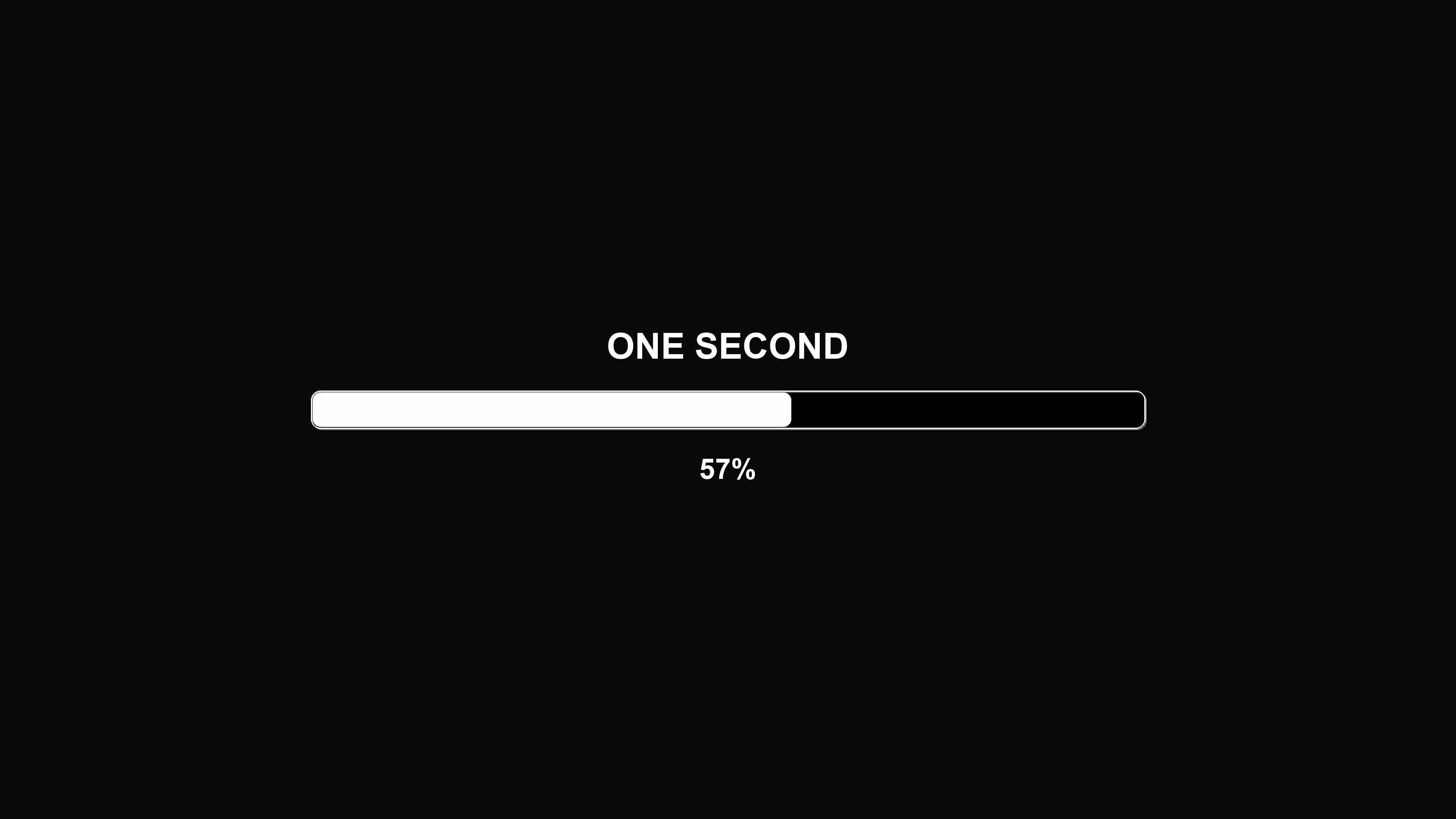 Modern progress bar animation displayed on a dark background with vibrant colors showing completion in one second
