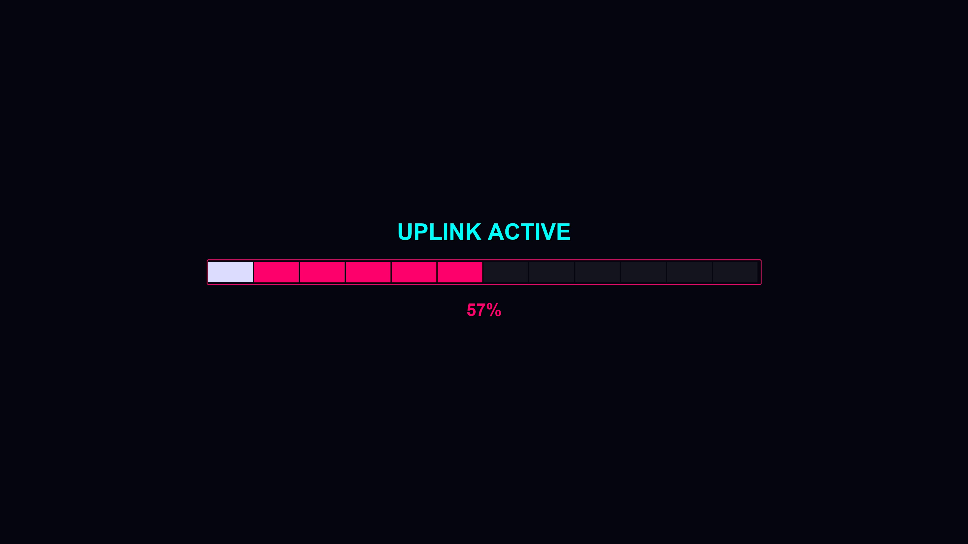 Progress bar animation showing uplink status during waiting periods on modern display