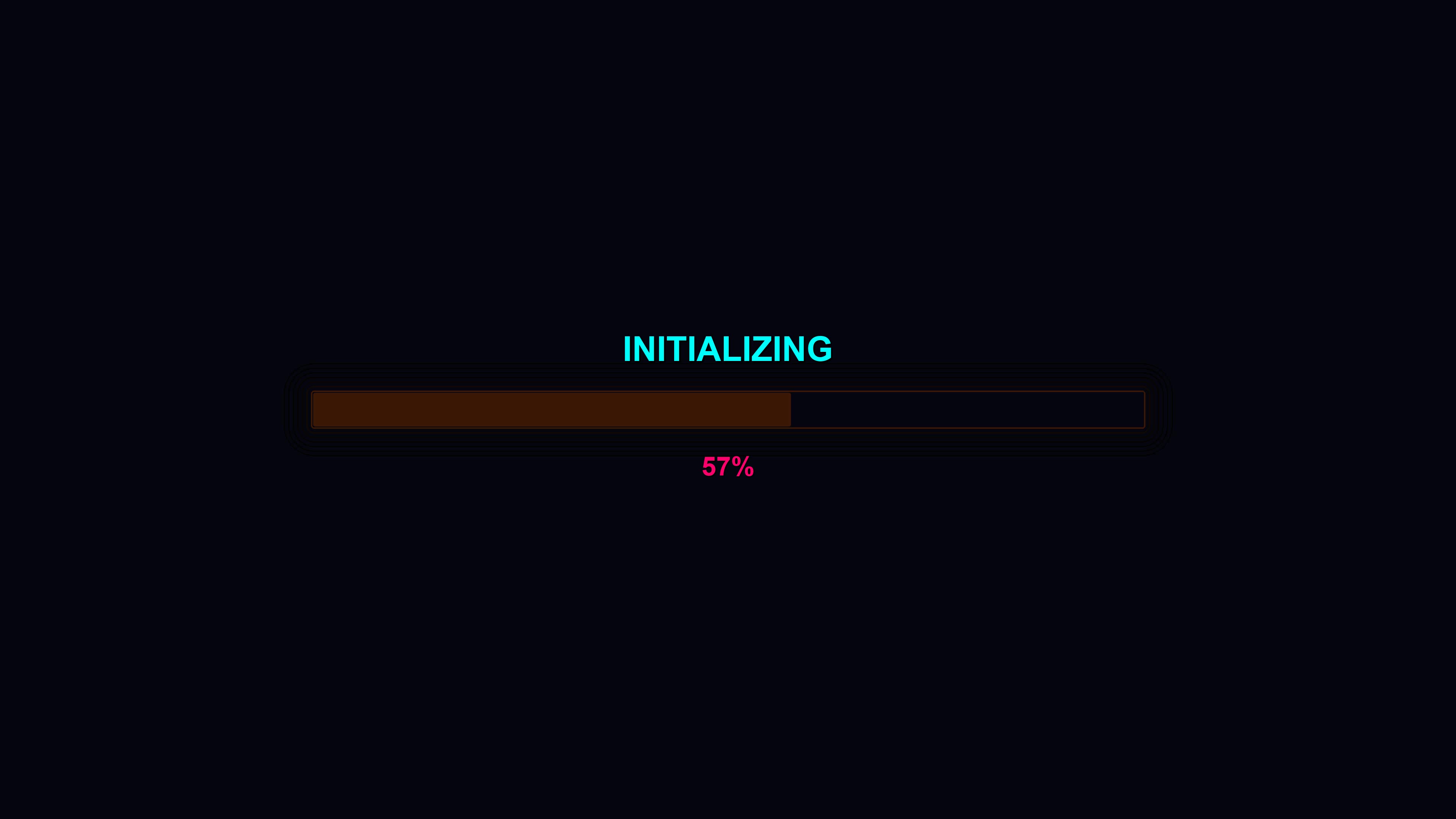 Modern progress bar animation displaying initialization status with colorful indicator on dark background