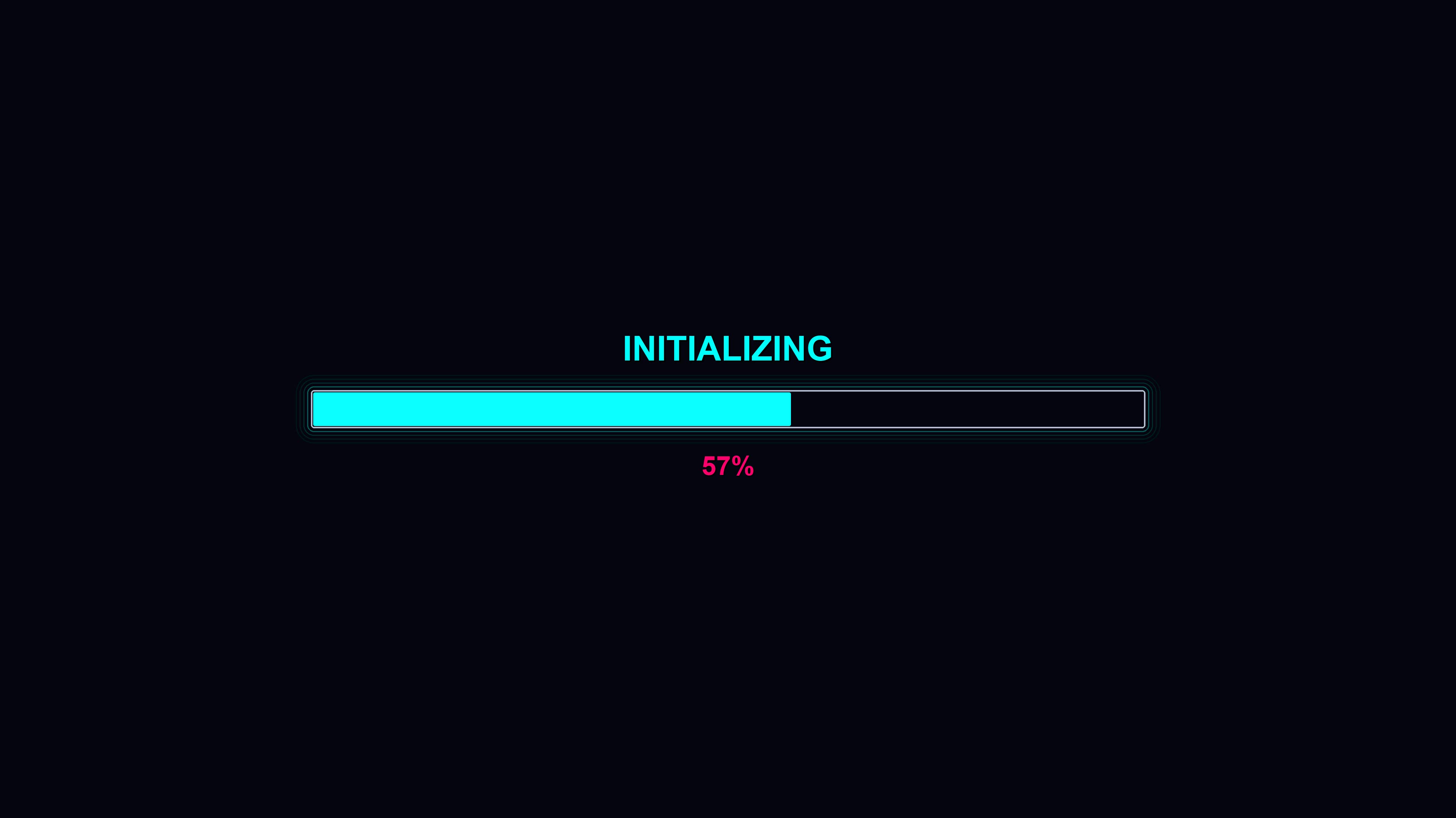 Progress bar animation for waiting periods in modern style displaying initialization at 100 percent completion