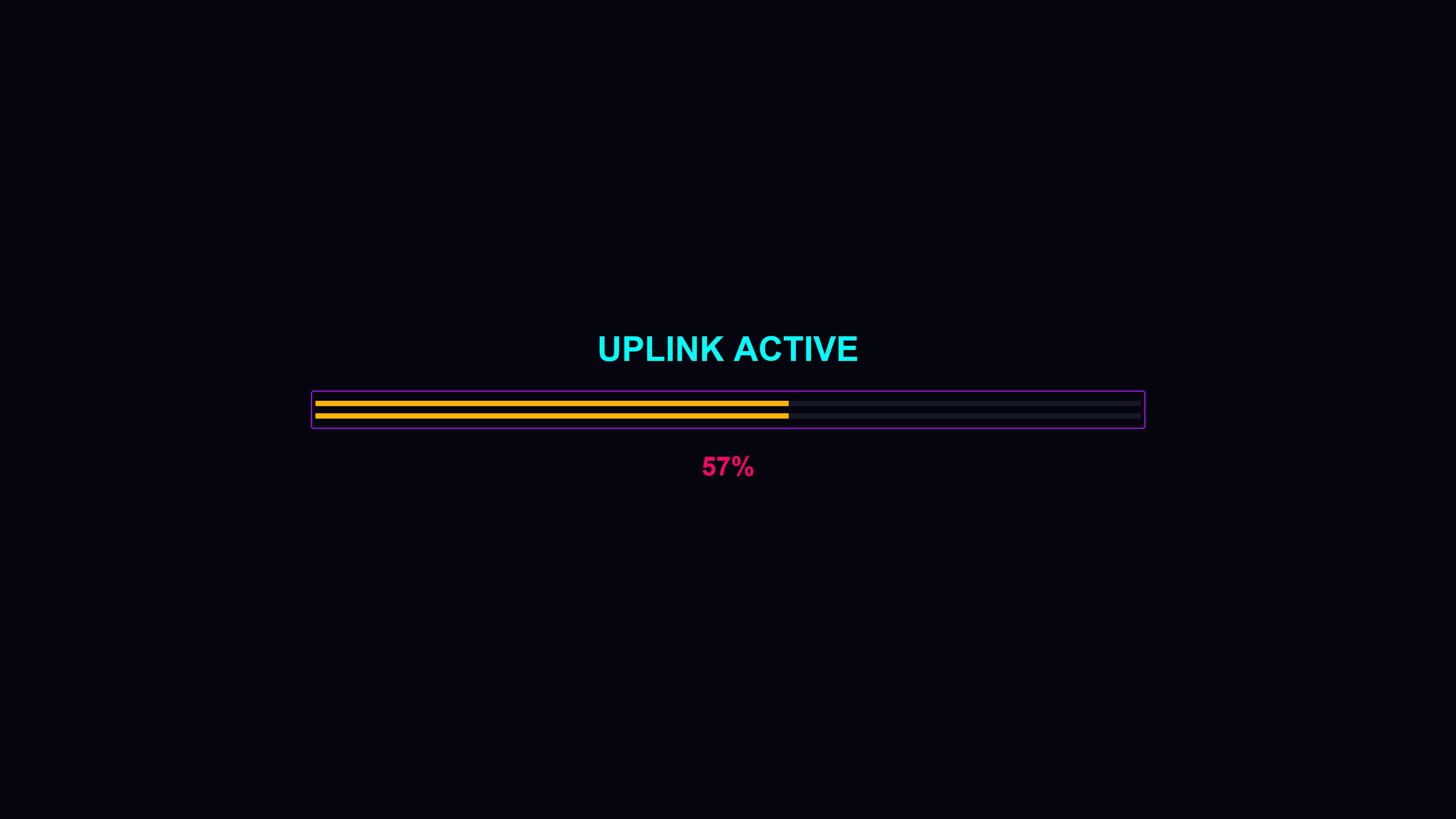 Modern style progress bar animation for waiting periods featuring uplink active status