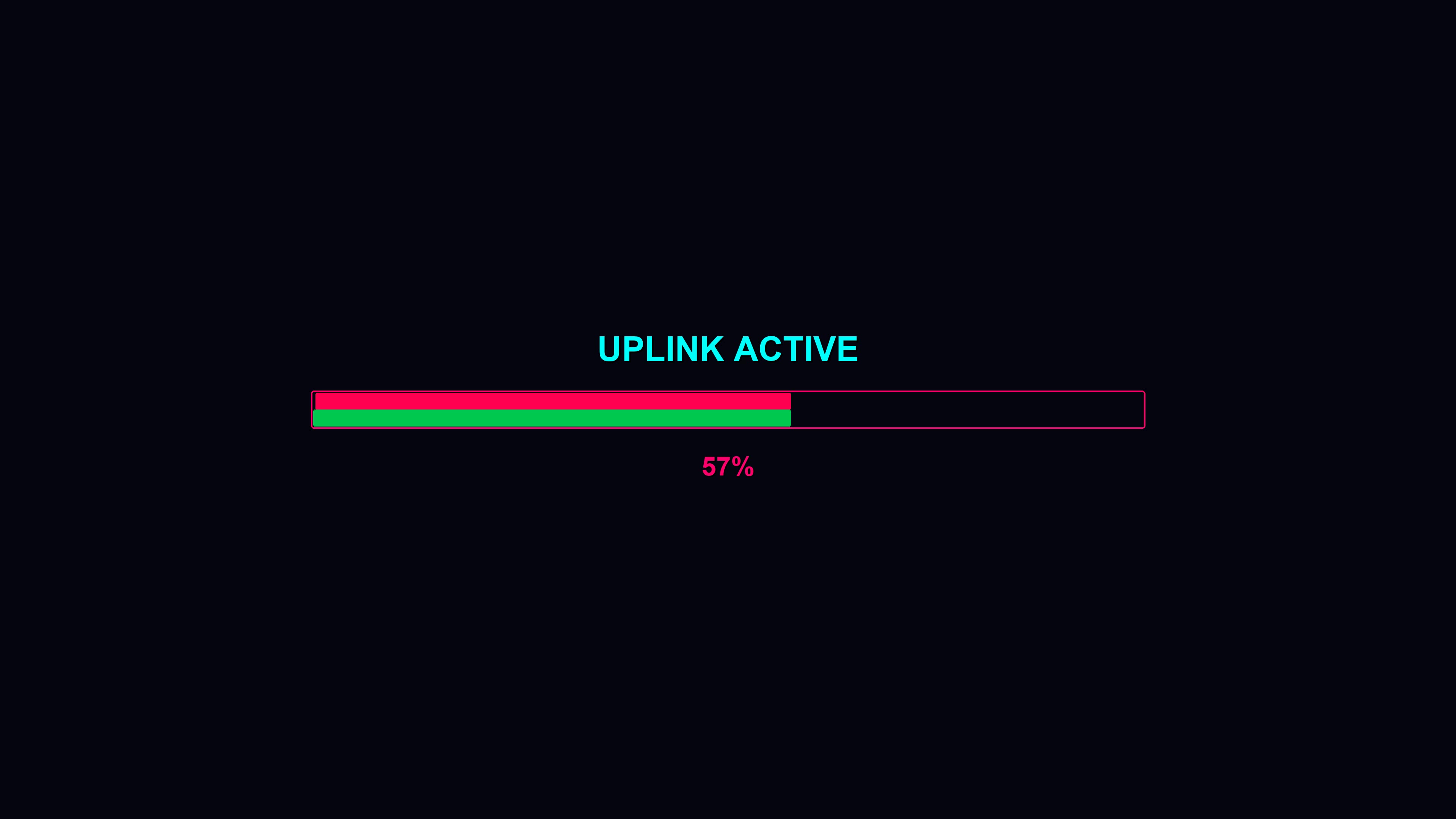 Modern progressbar animation showing uplink active status during waiting periods with visual effects