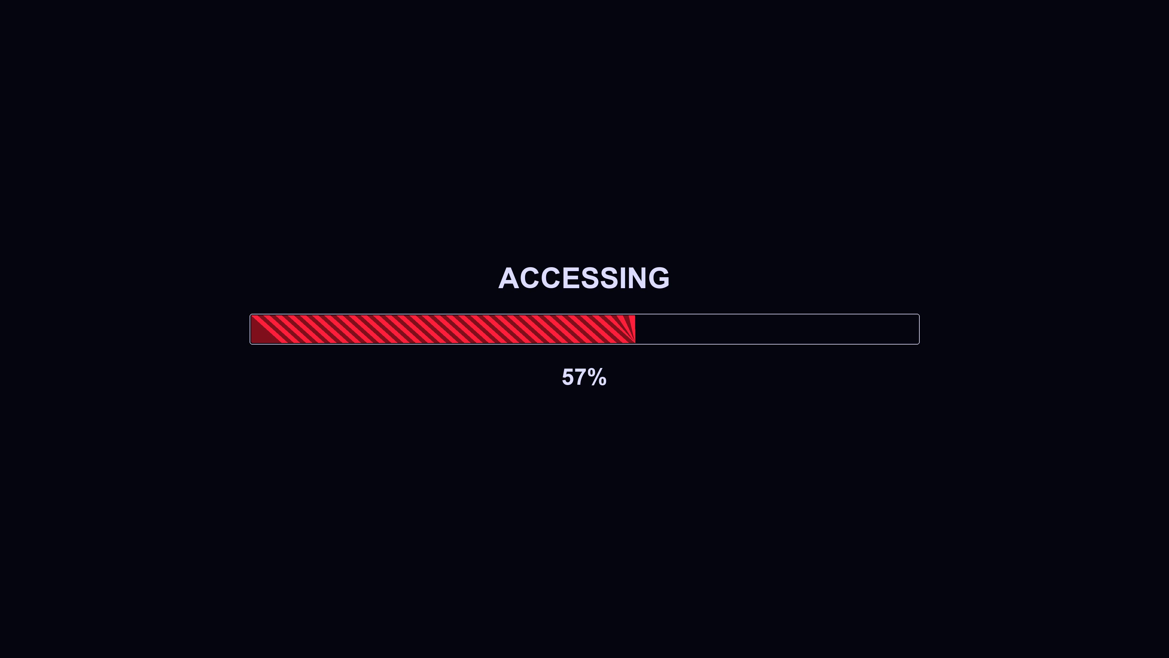 Modern style progress bar animation displays waiting period for accessing data and loading content on a black background