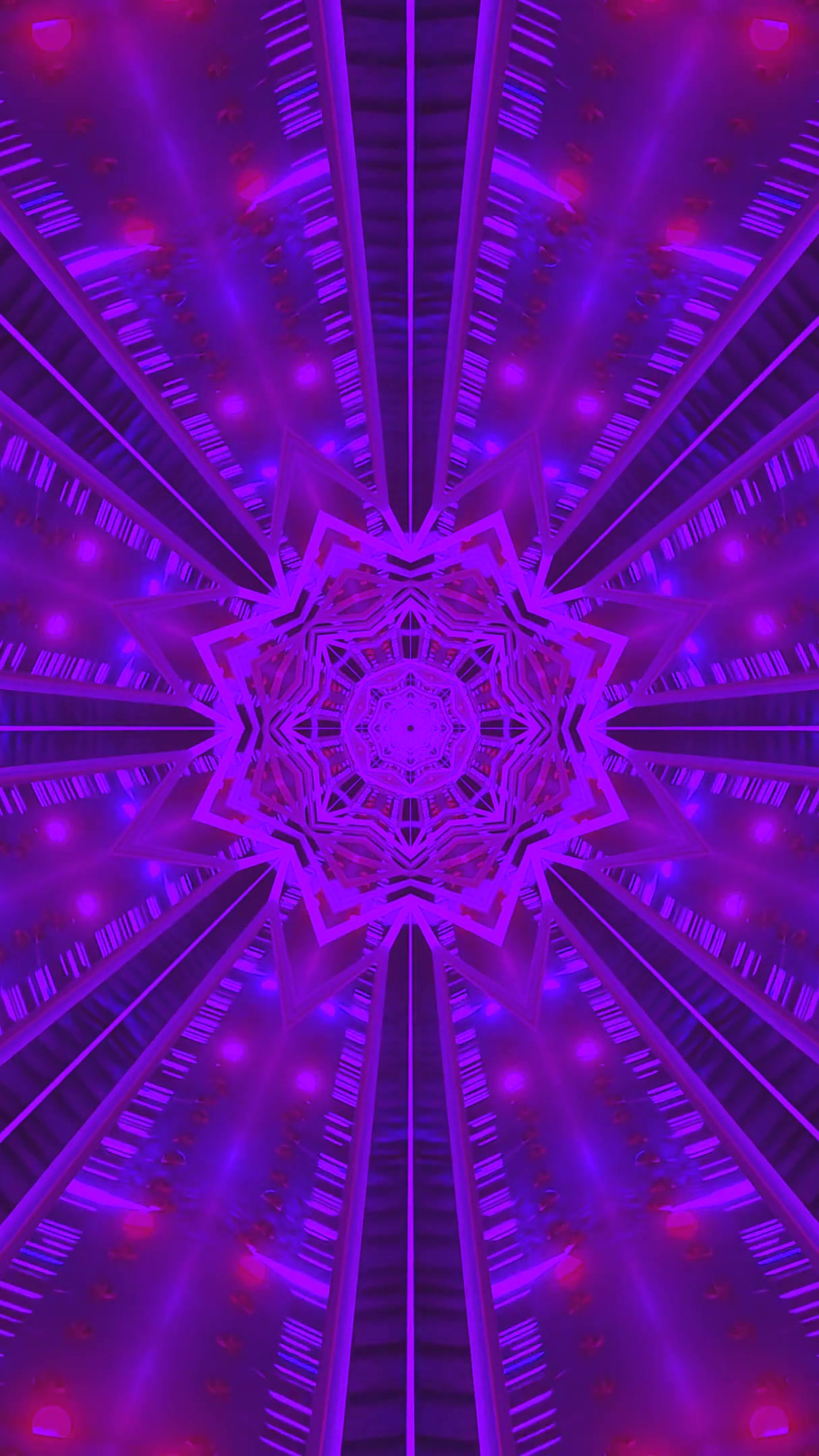 Seamless looping tunnel video screensaver with vibrant purple and