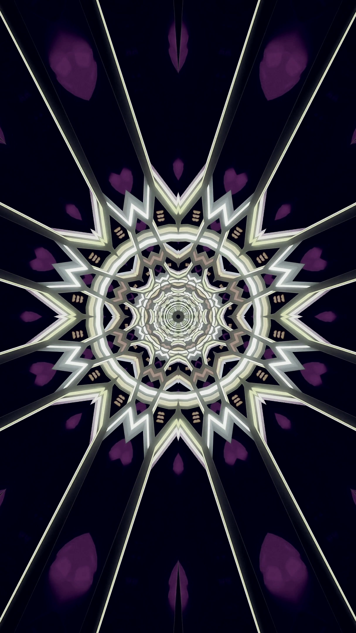 Seamless tunnel video loop creating vibrant kaleidoscopic effects