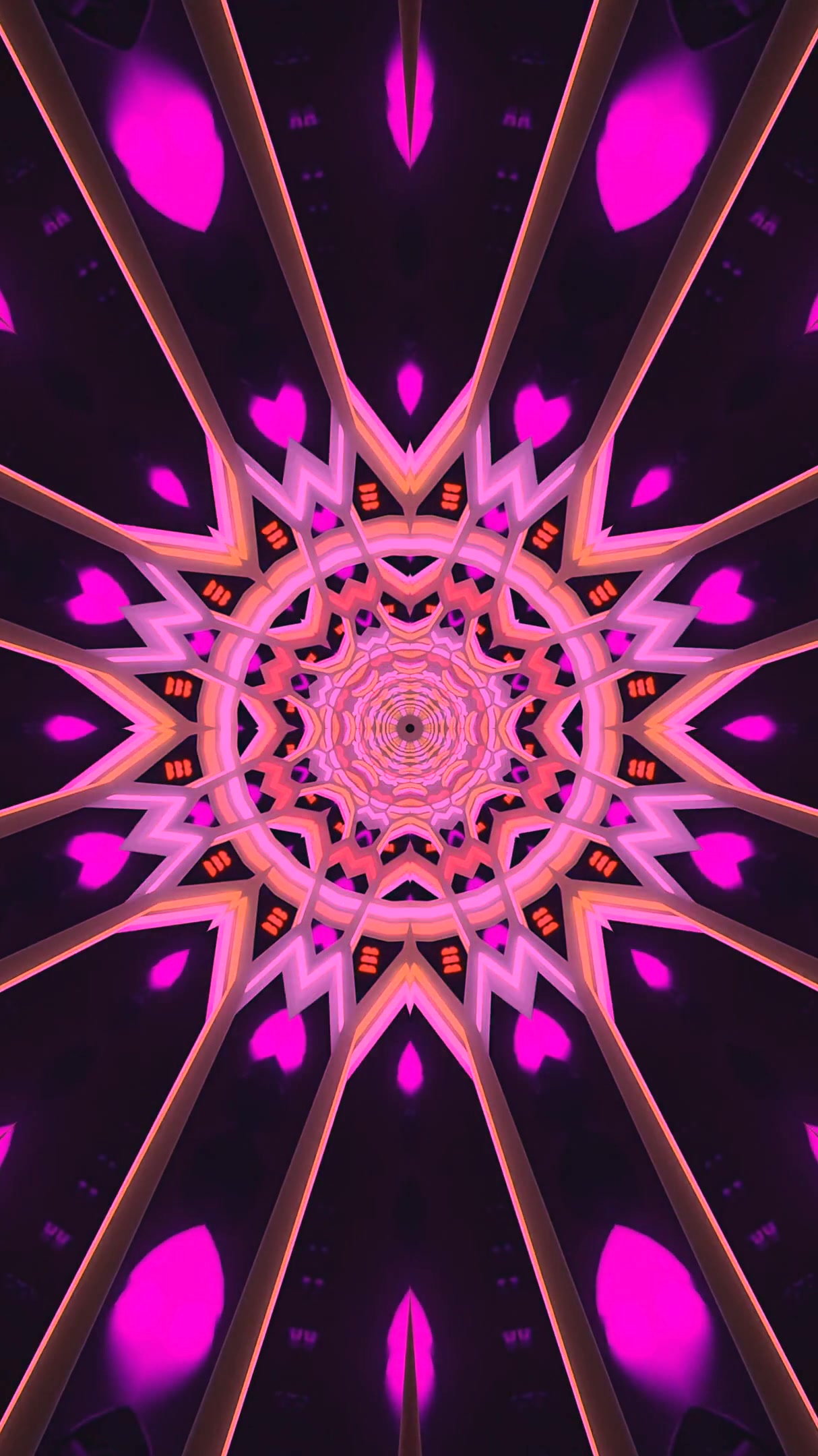 Seamless tunnel video loop with vibrant colors and geometric patt