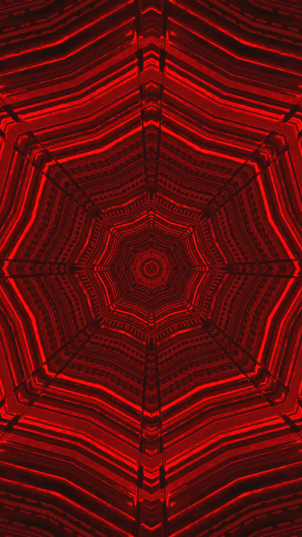 Seamless tunnel video vj loop screensaver in vibrant red hues creating a mesmerizing digital experience