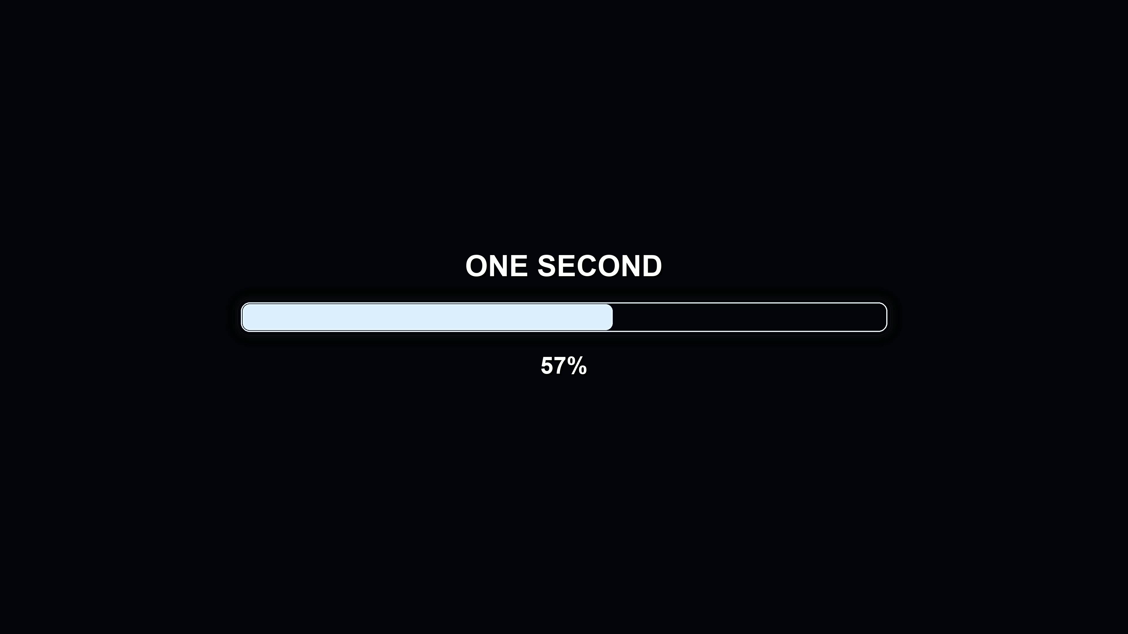 Progress bar animation showing waiting time for one second with completion status displayed on a black background
