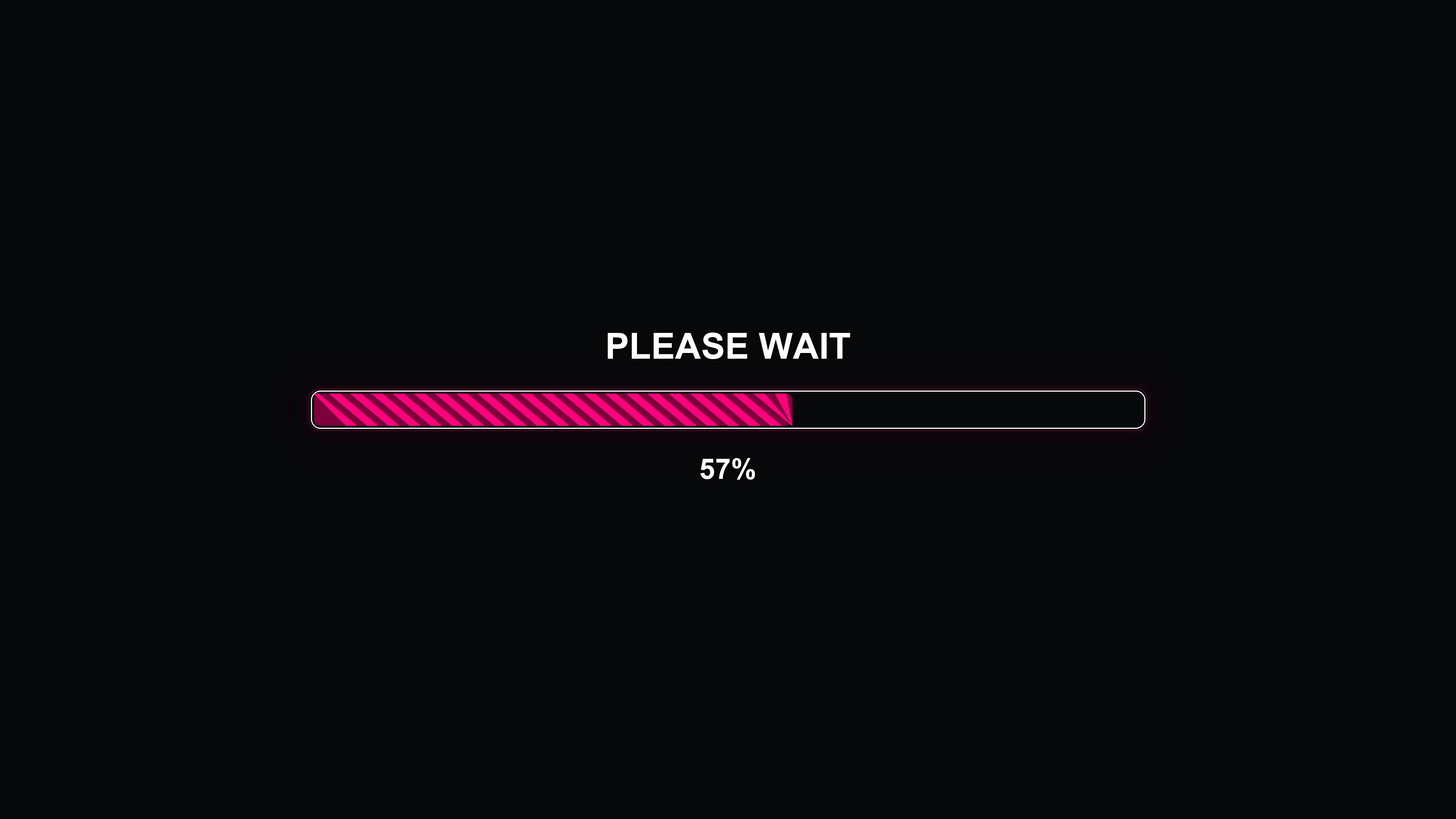 Progress bar animation showing loading message and completion status in modern style