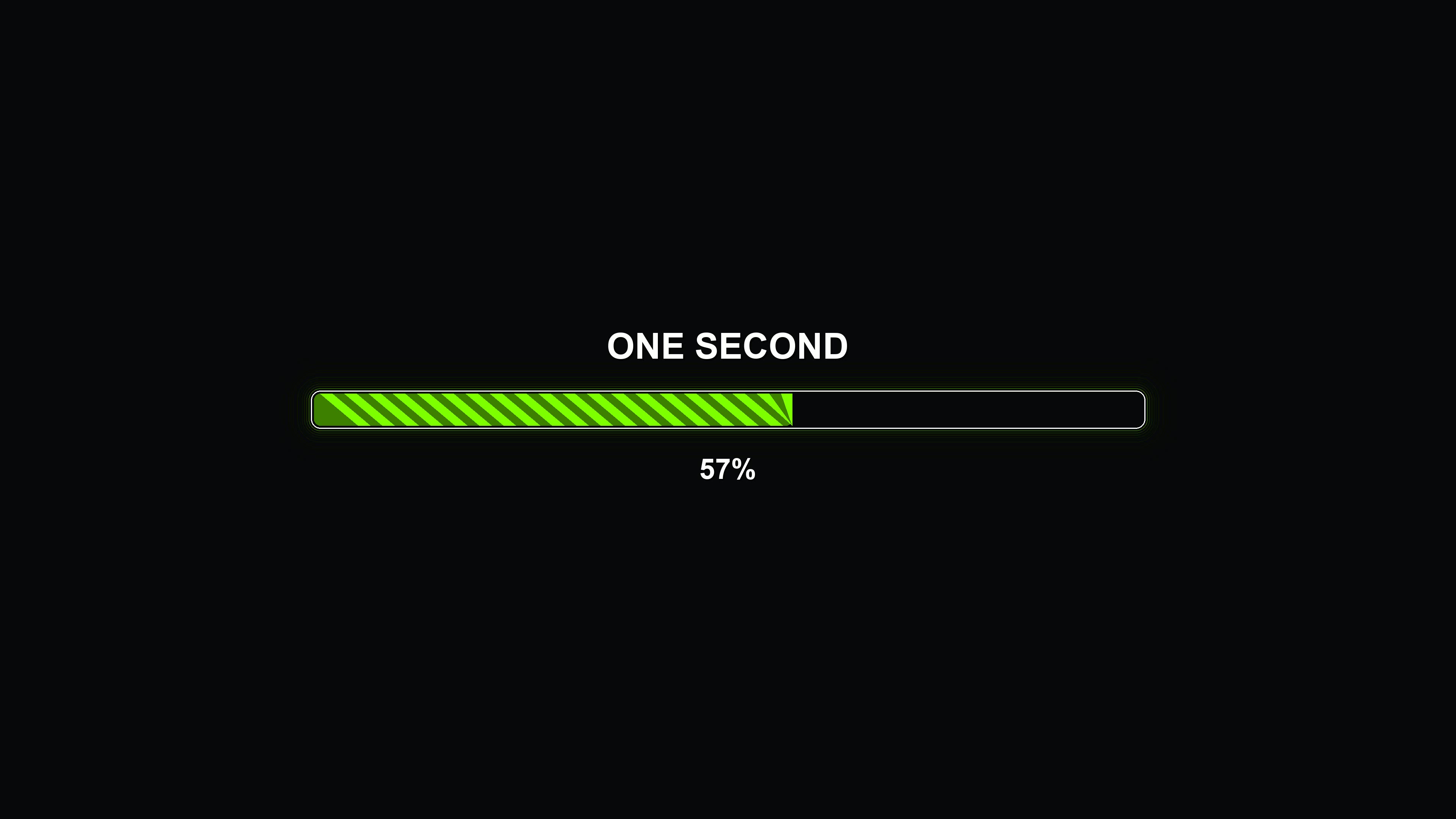 Waiting progress bar animation shows message indicating one second in modern style for brief waiting periods