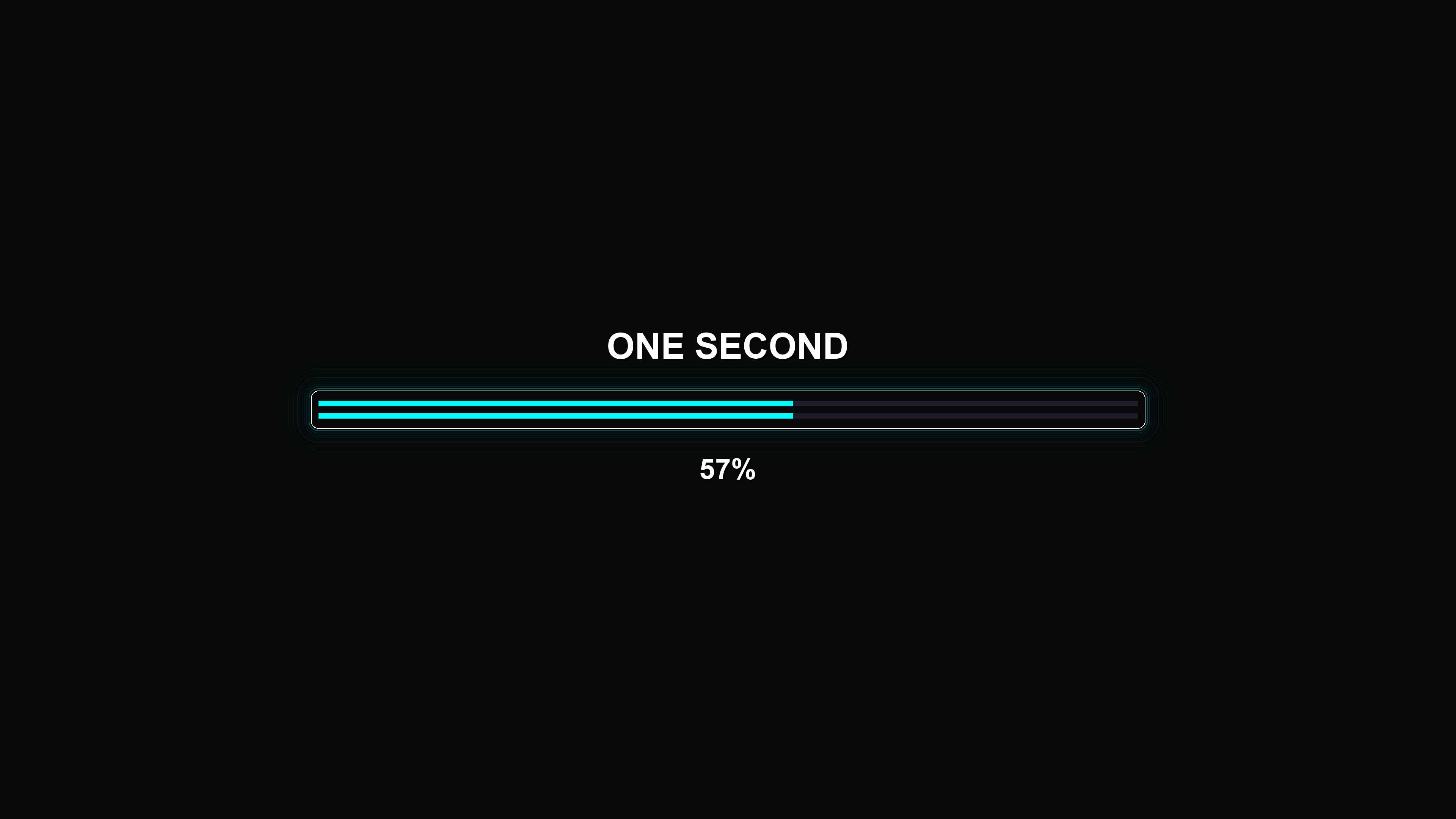 Modern progress bar animation displaying one second duration with full completion in a sleek design